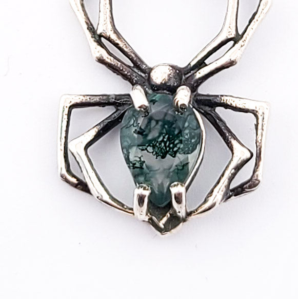 Green Moss Agate Spider Pendant