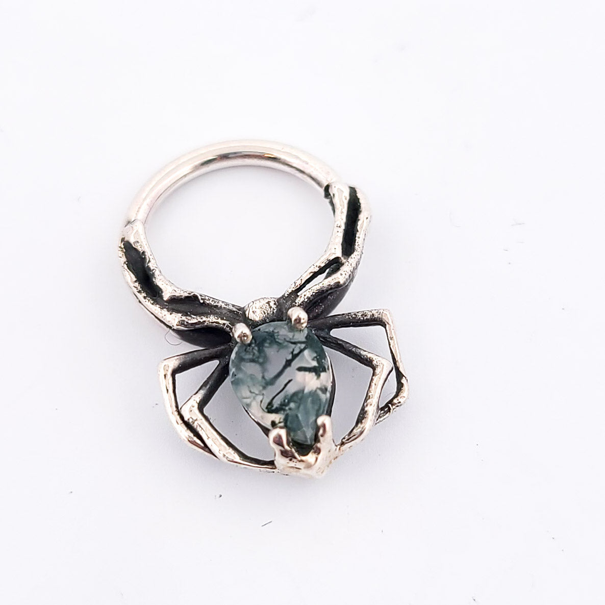 Green Moss Agate Spider Septum Piercing
