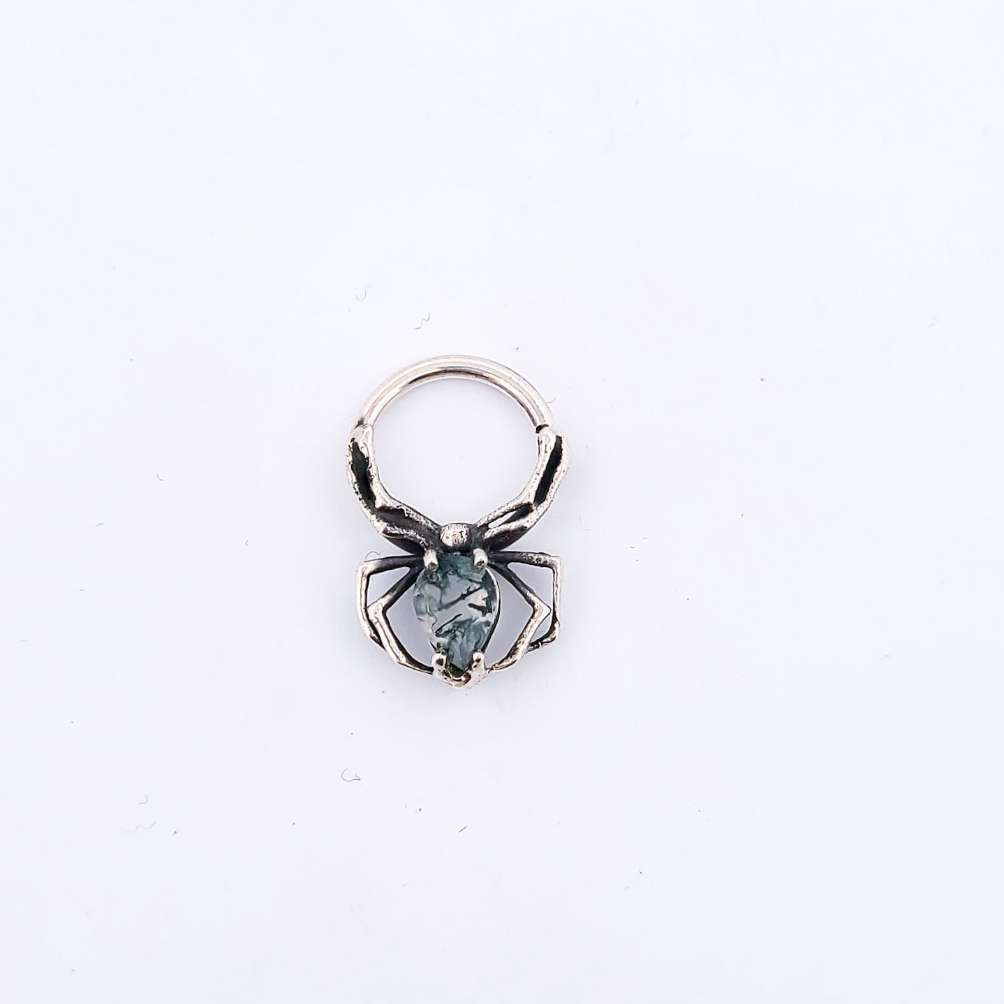 Green Moss Agate Spider Septum Piercing
