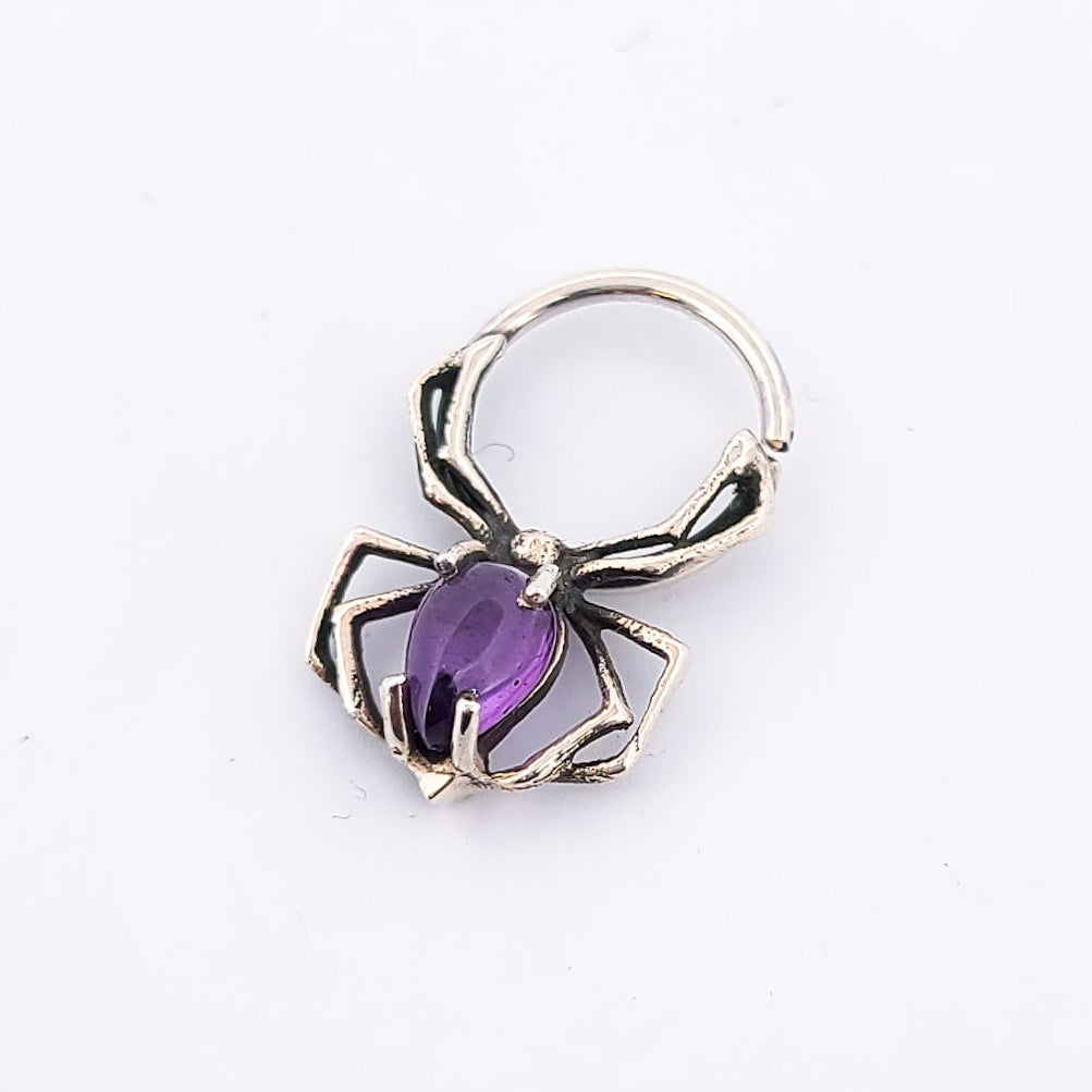 Purple Amethyst Spider Septum Ring - Inchoo Bijoux