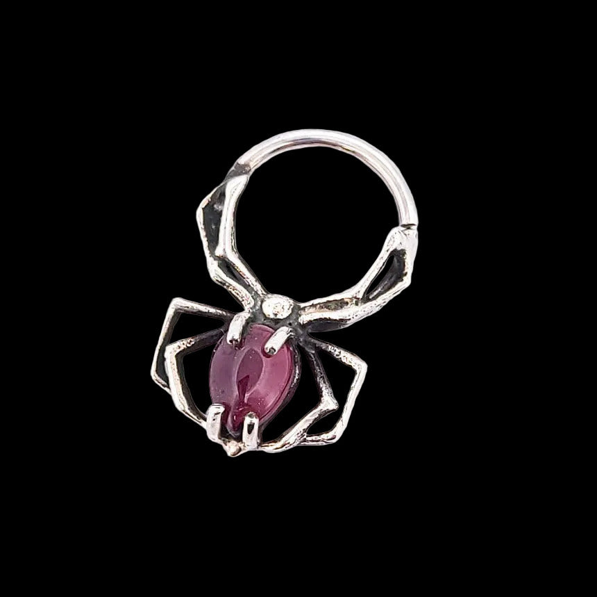Red Garnet Spider Septum Ring - Inchoo Bijoux