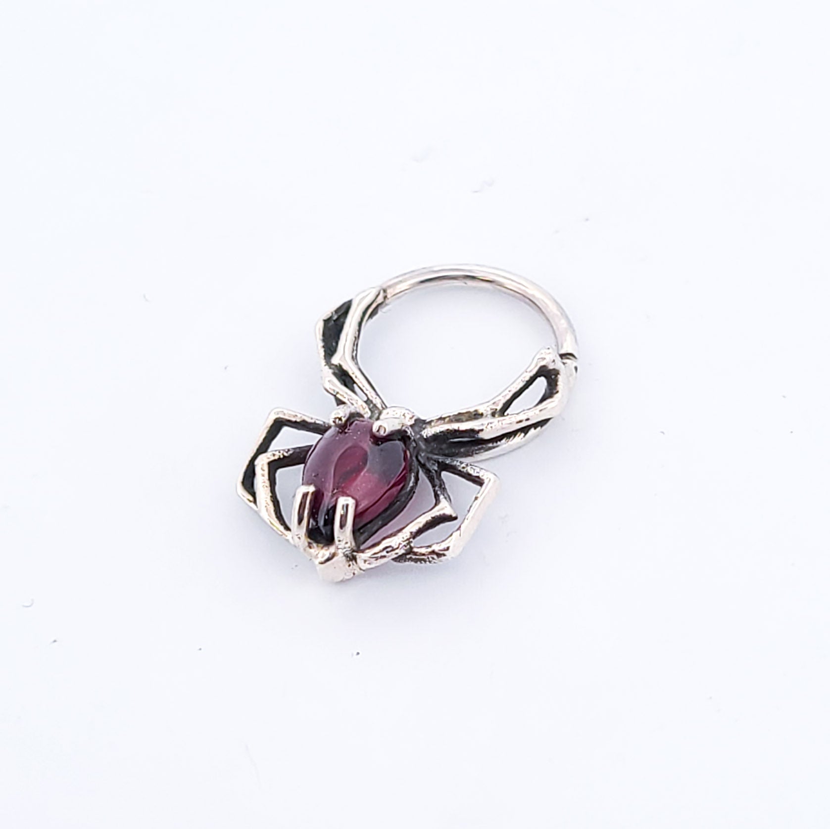 Red Garnet Spider Septum Ring - Inchoo Bijoux