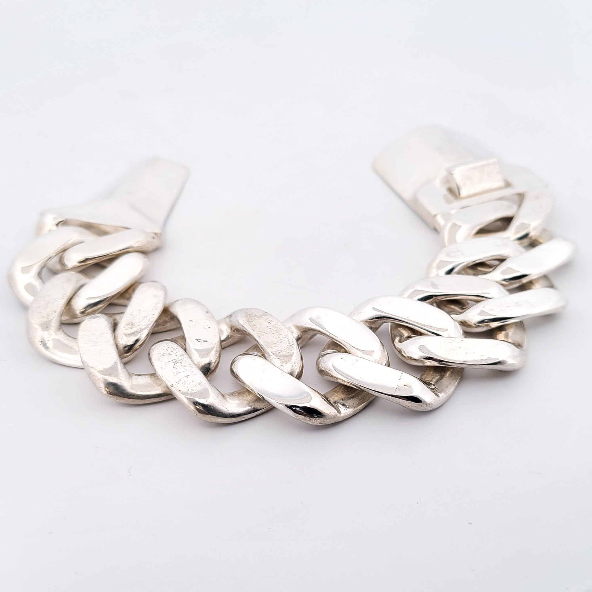 Bulky Huge Gourmette Bracelet, Chunky, Heavy Sterling Silver Rocker