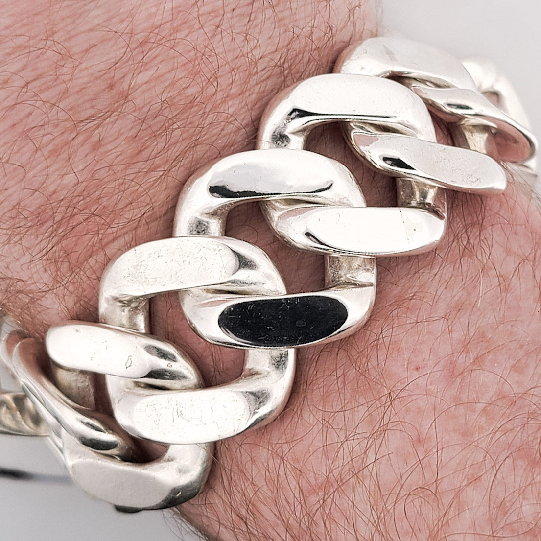 Bulky Huge Gourmette Bracelet, Chunky, Heavy Sterling Silver Rocker