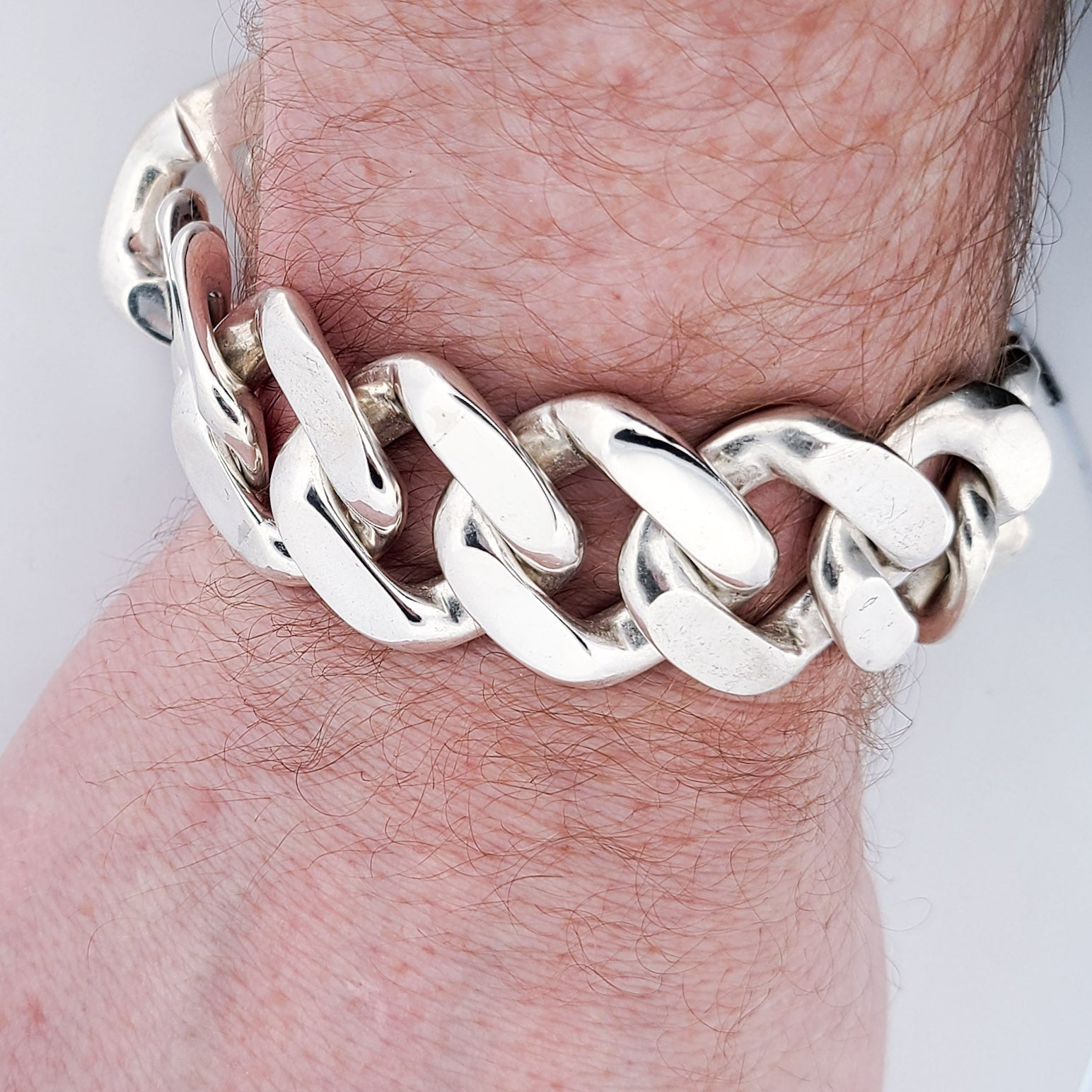 Bulky Huge Gourmette Bracelet, Chunky, Heavy Sterling Silver Rocker