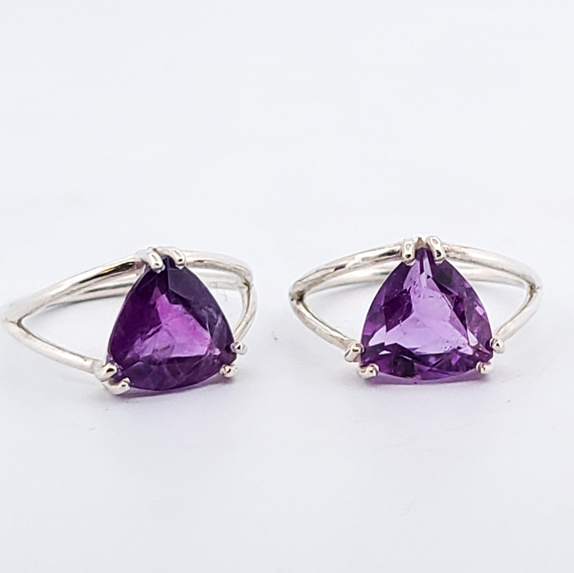 Trillion Amethyst Ring, Triangle Purple Gemstone