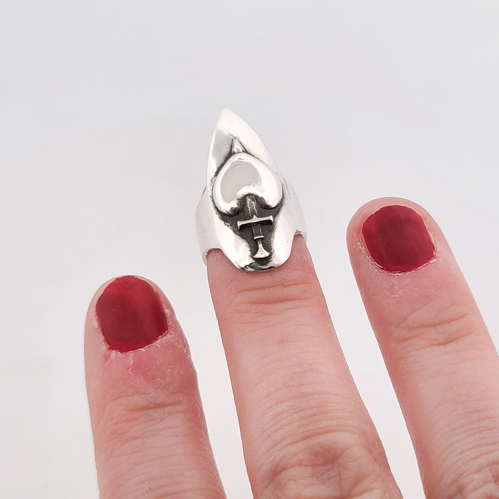 Heart & Dagger Claw Midi Fake Nail Ring Stiletto - Inchoo Bijoux