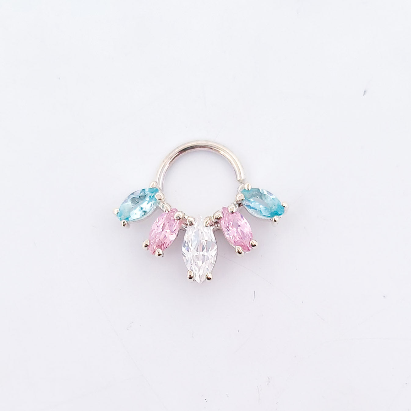 Trans Pride Flag Septum Piercing Marquise - Inchoo Bijoux
