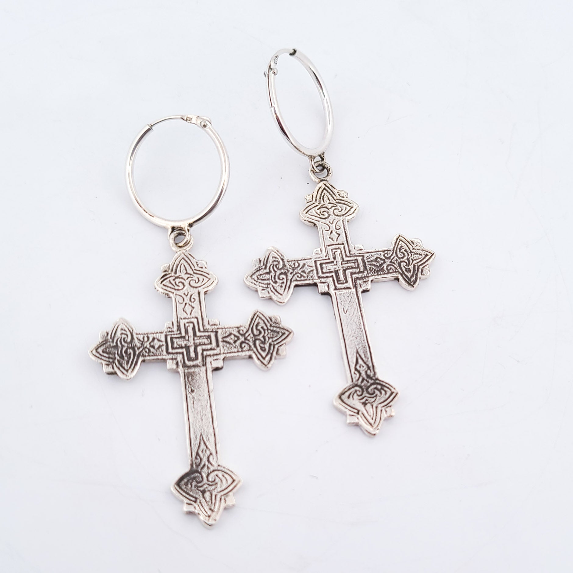 Armenian Cross Hoop Earrings