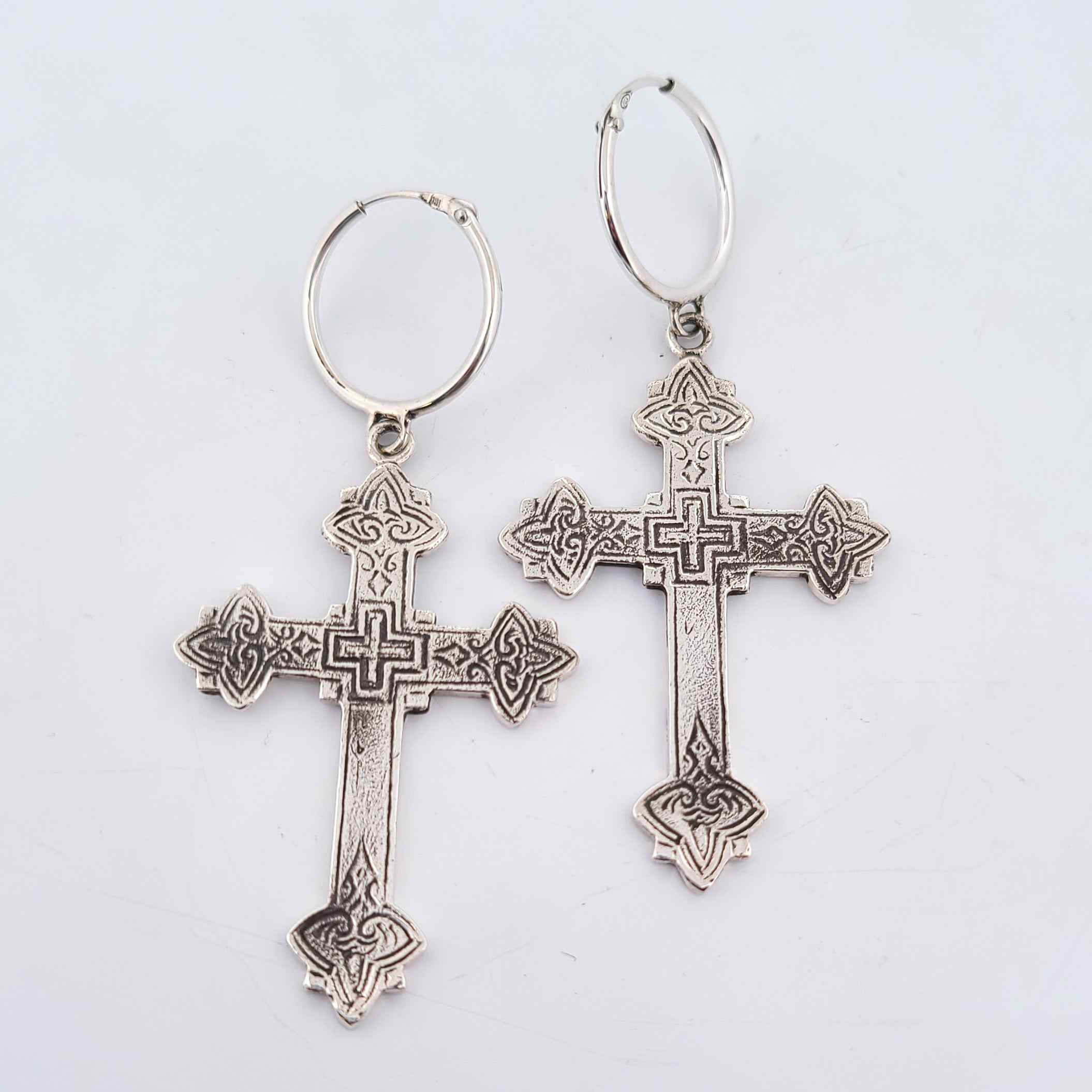 Armenian Cross Hoop Earrings