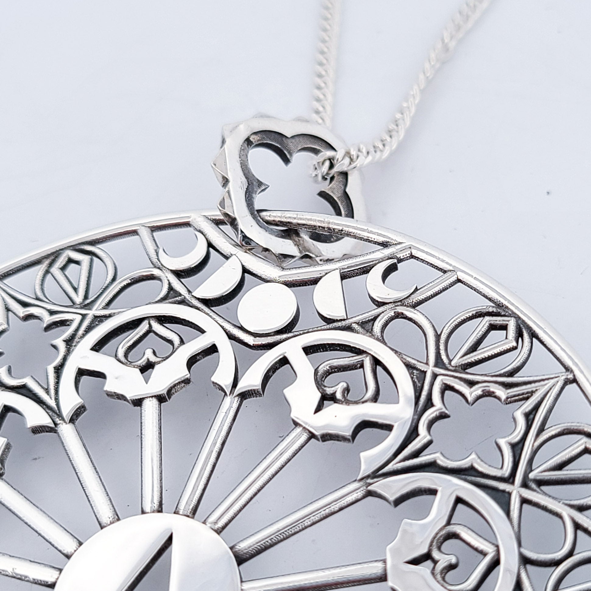 Big Stained Glass Statement Necklace - Pendant with Chain