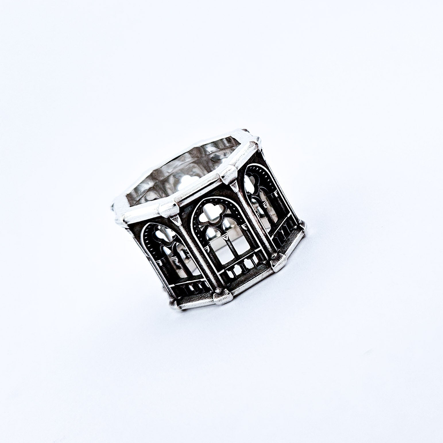 Holy Gothic Church Bold Wide Ring Band