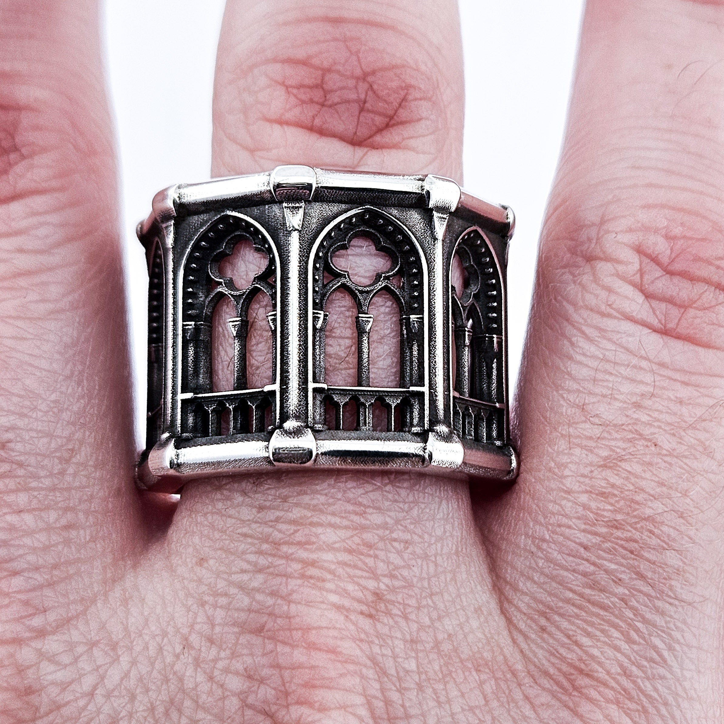 Holy Gothic Church Bold Wide Ring Band