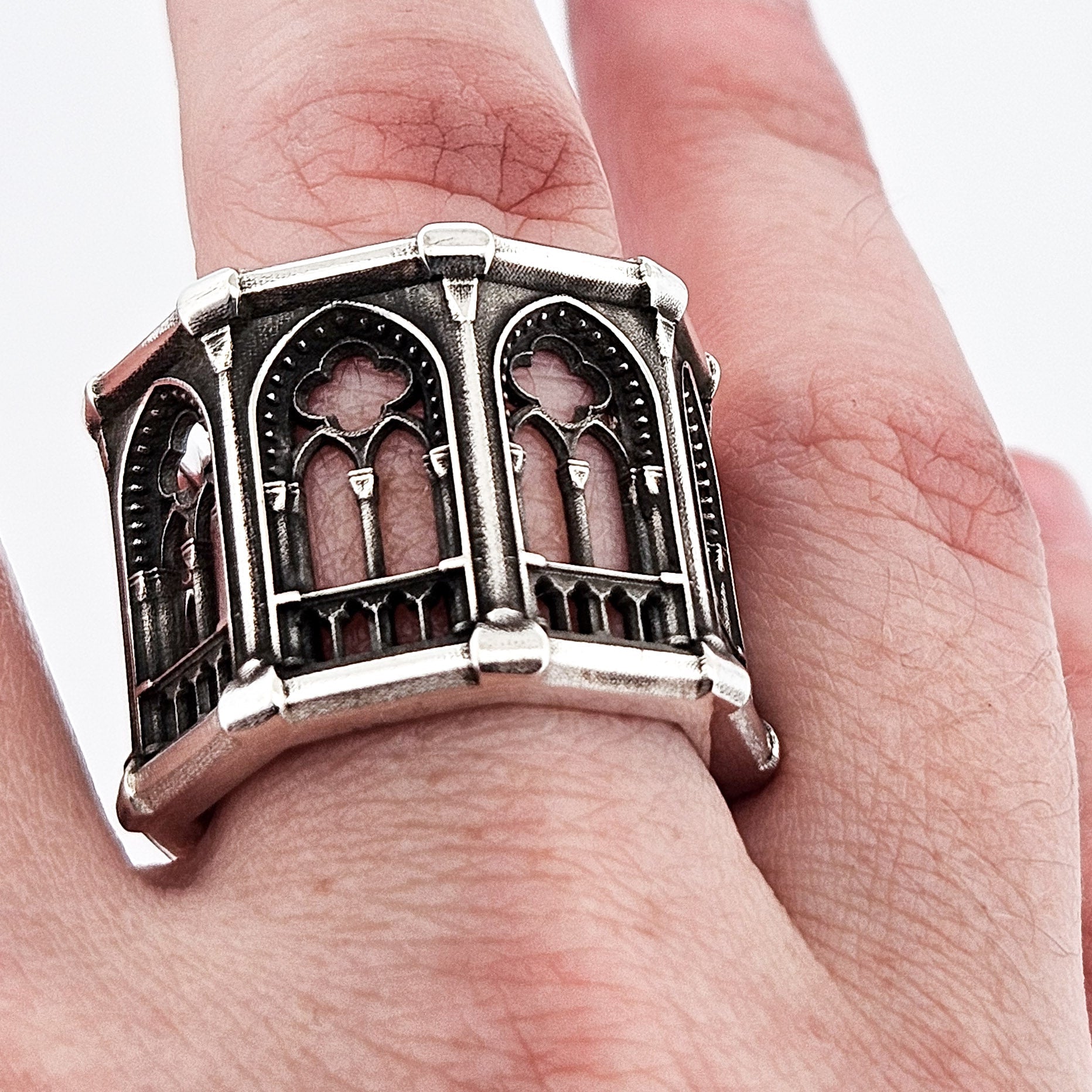 Holy Gothic Church Bold Wide Ring Band