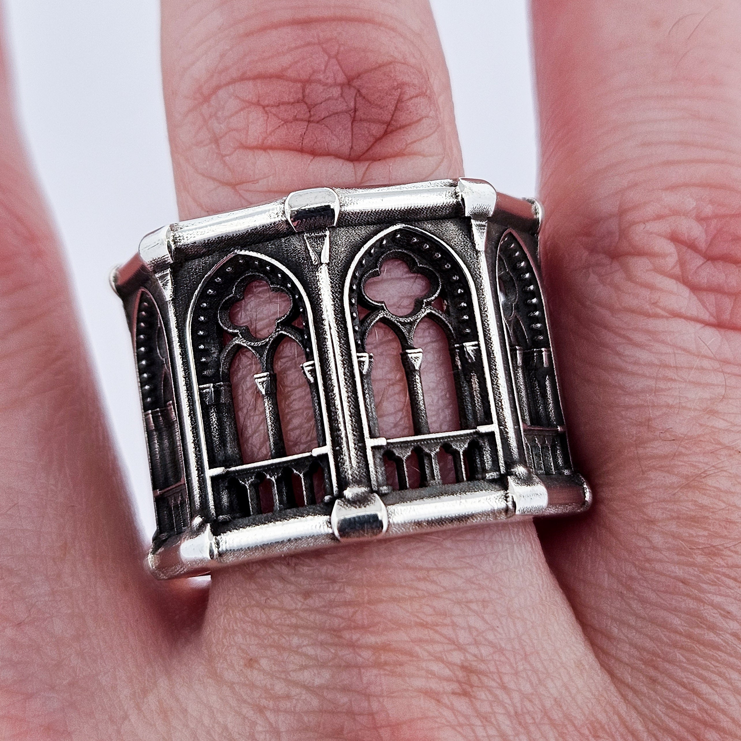Holy Gothic Church Bold Wide Ring Band