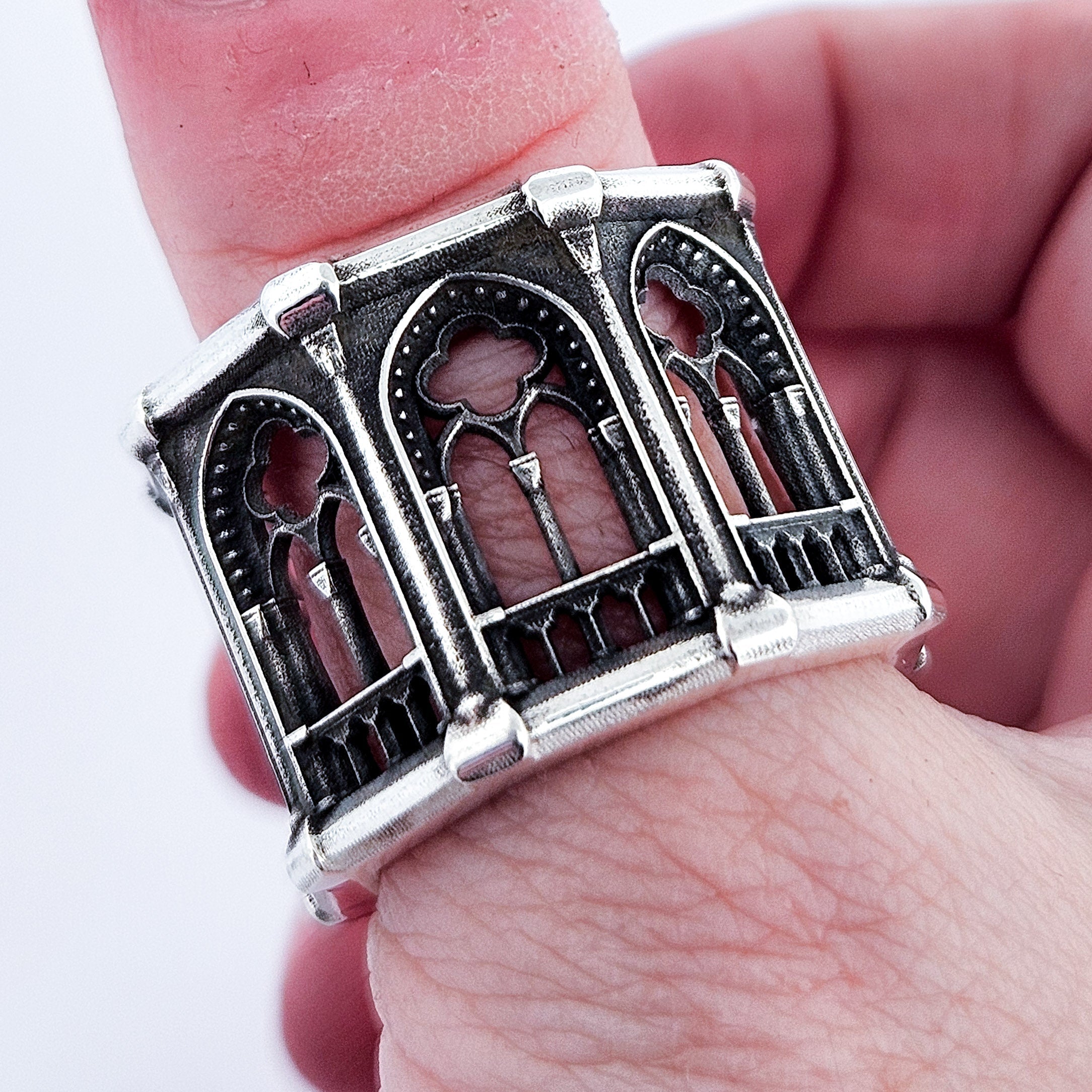 Holy Gothic Church Bold Wide Ring Band