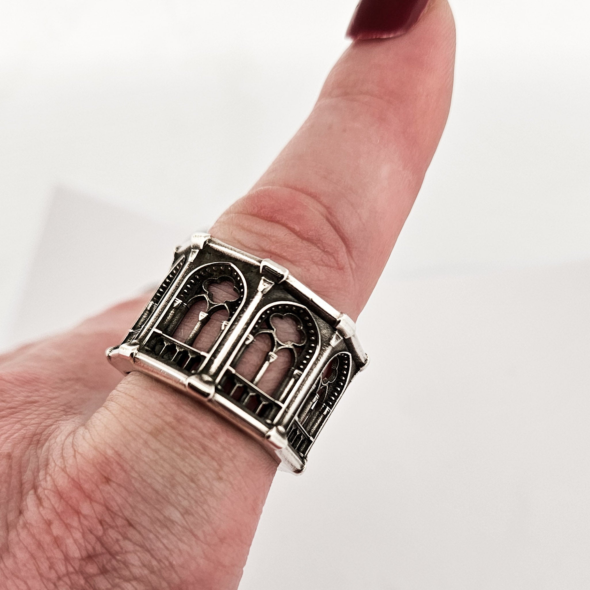 Holy Gothic Church Bold Wide Ring Band