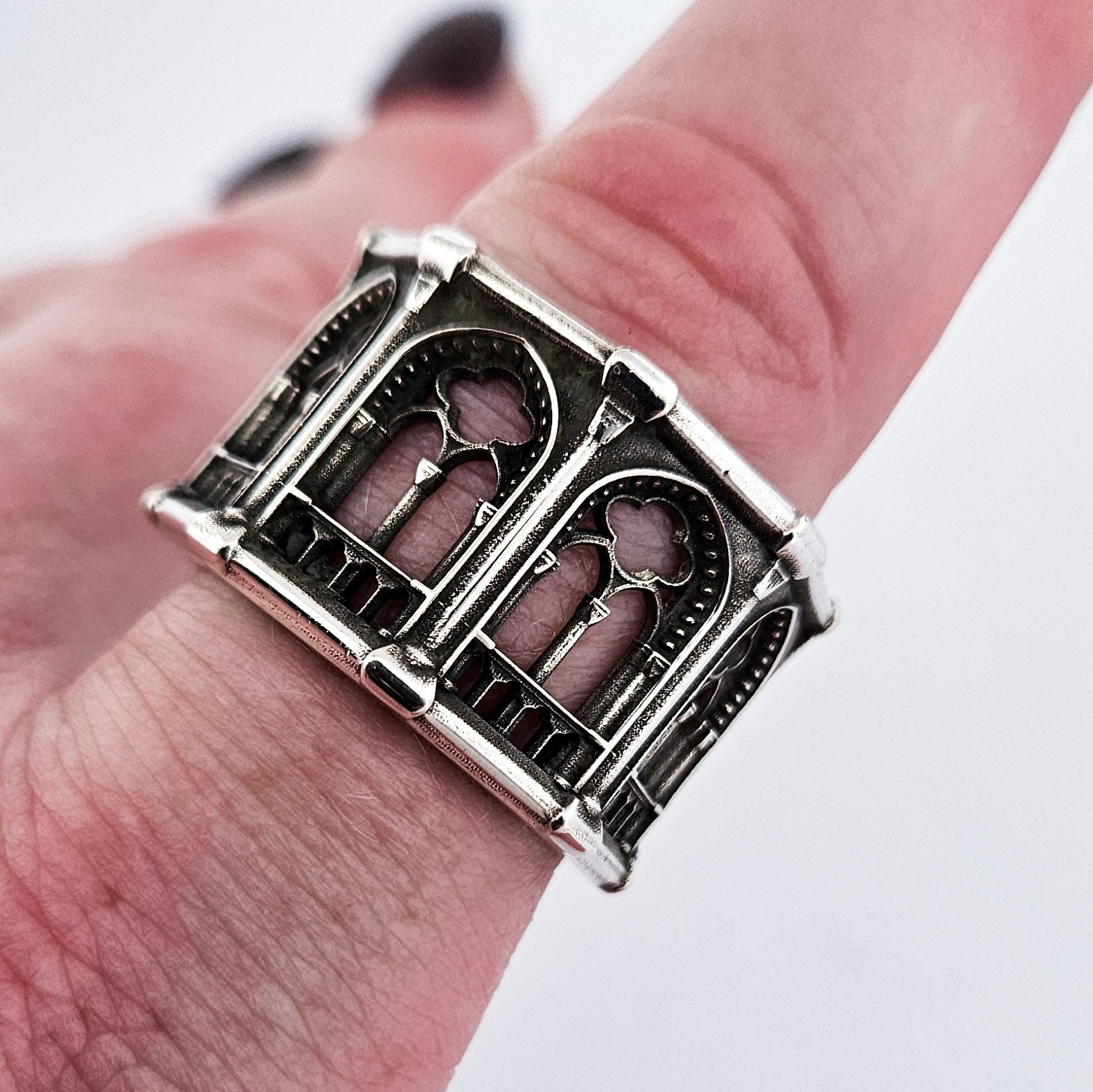 Holy Gothic Church Bold Wide Ring Band