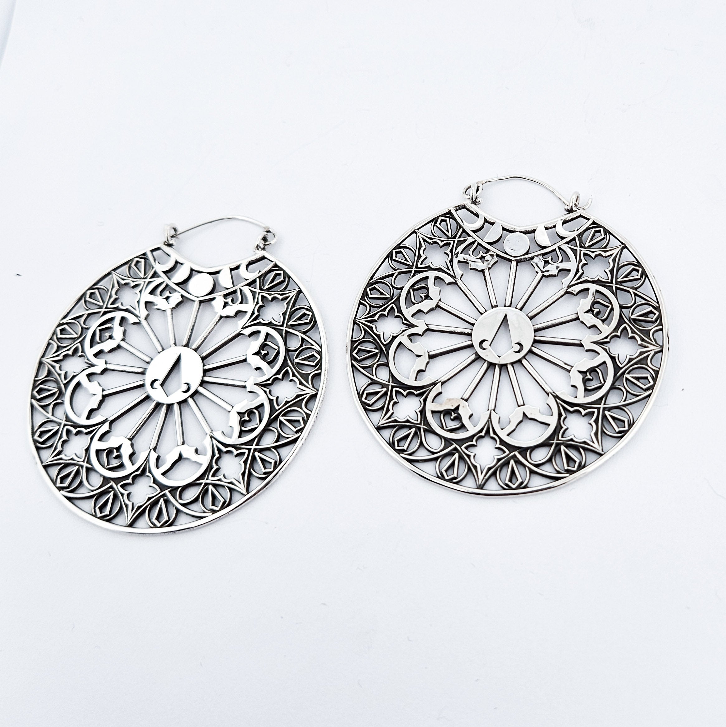 Big Stained Glass Hoop Earrings Statement