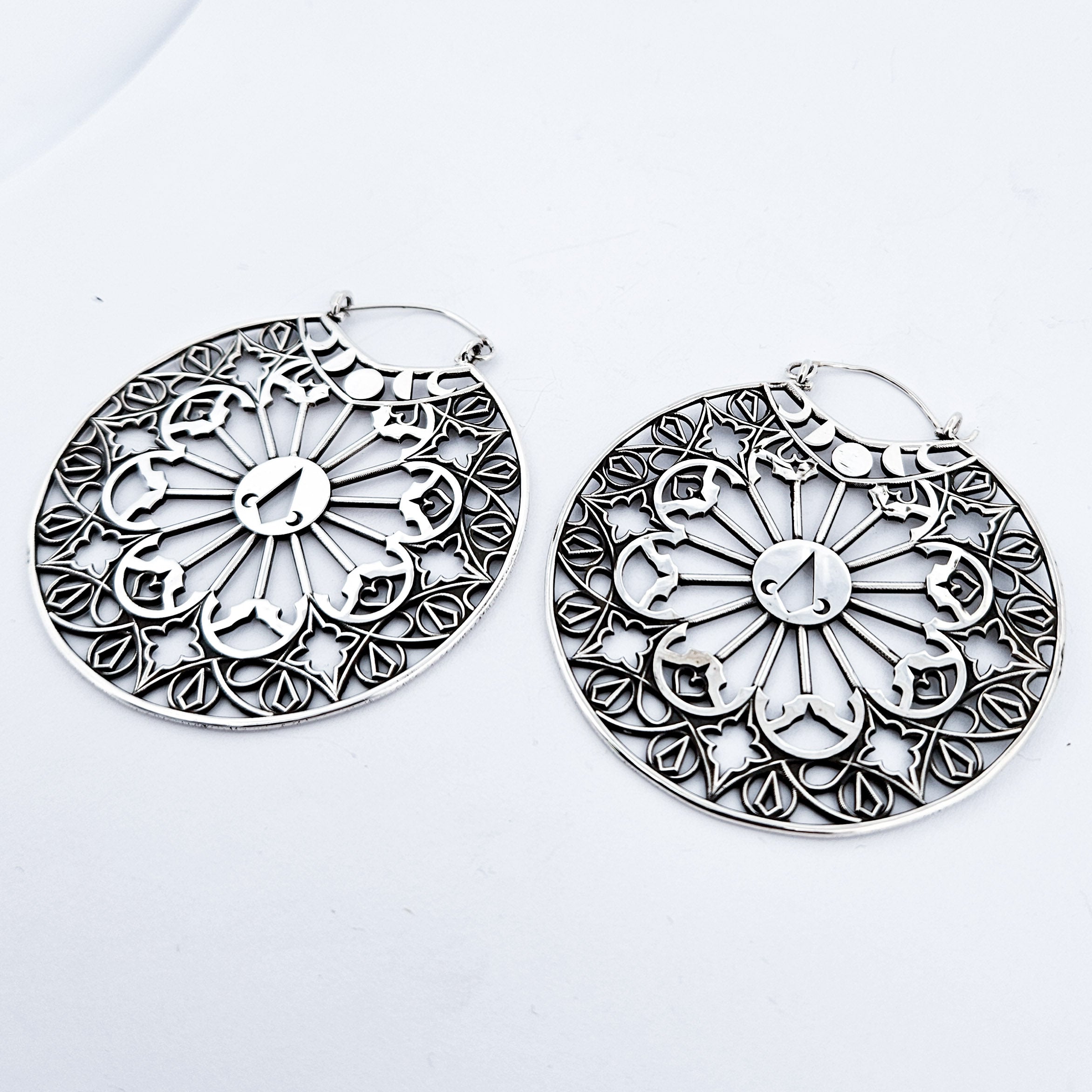 Big Stained Glass Hoop Earrings Statement