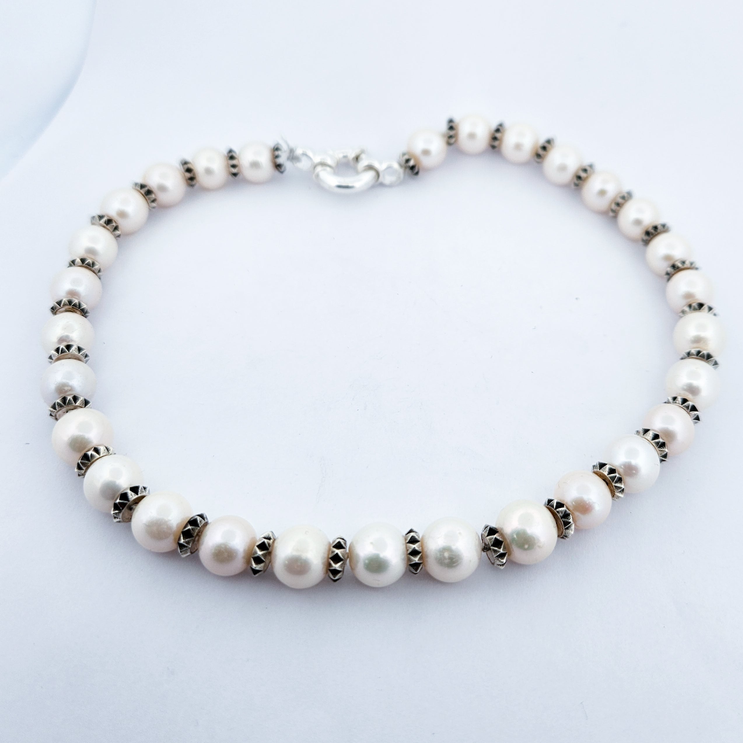 Studded Fresh Water Pearl Chocker Necklace - 15 Inches