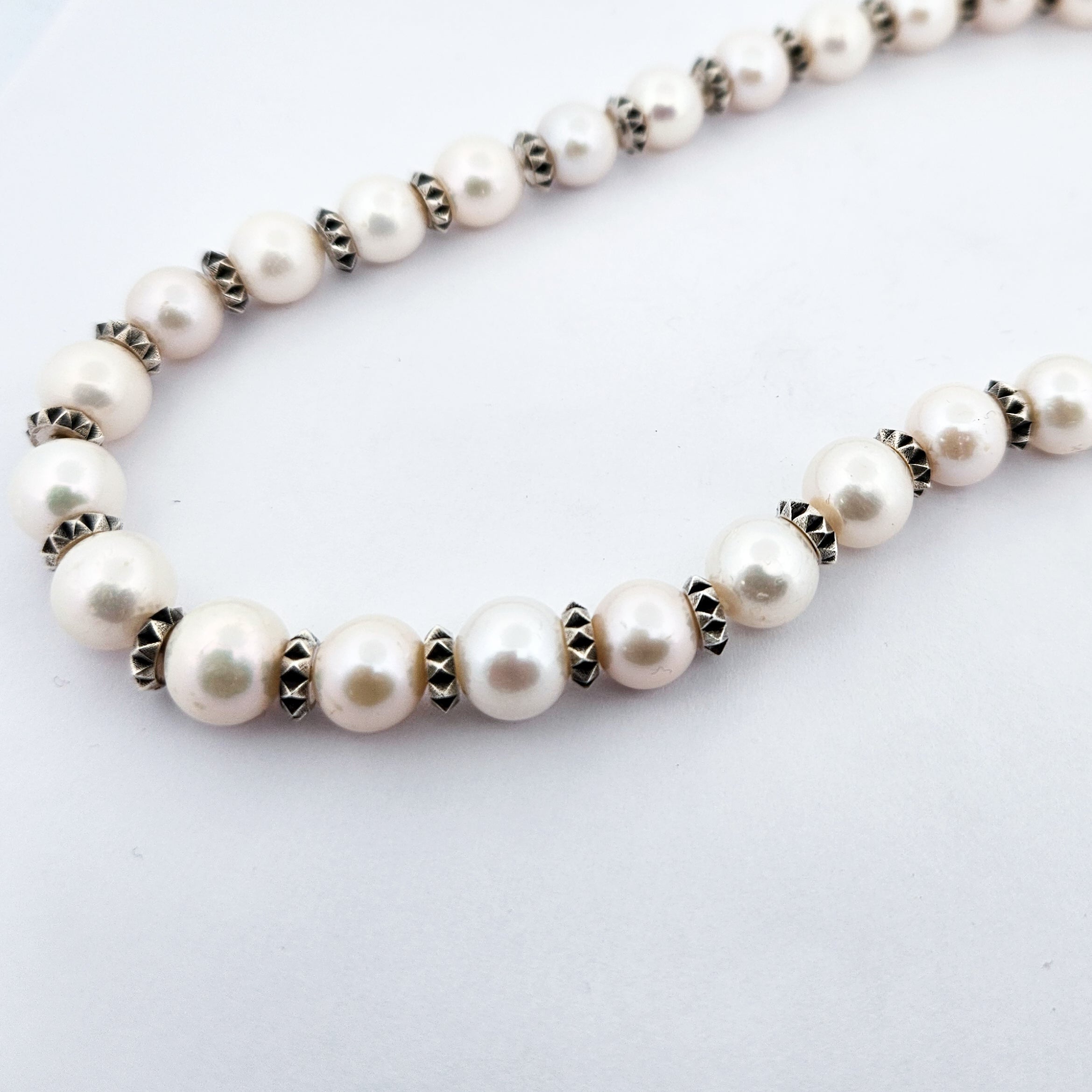 Studded Fresh Water Pearl Chocker Necklace - 15 Inches