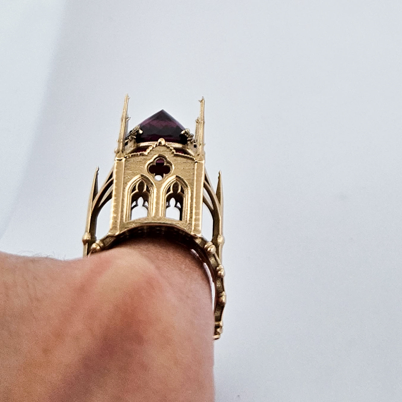The Temple of Temptations - 14K Yellow Gold, Raspberry Garnet, Pink Spinelle and Ruby Ring