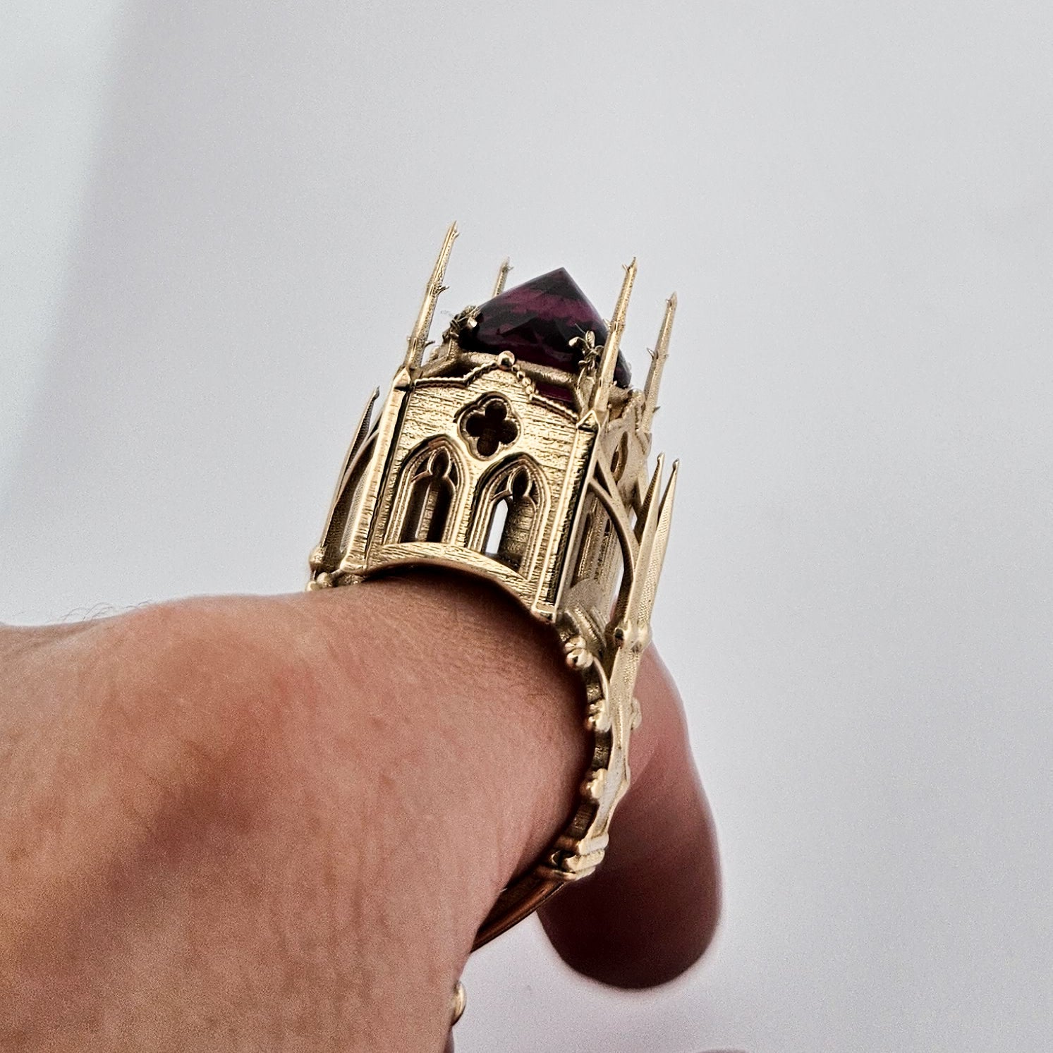 The Temple of Temptations - 14K Yellow Gold, Raspberry Garnet, Pink Spinelle and Ruby Ring