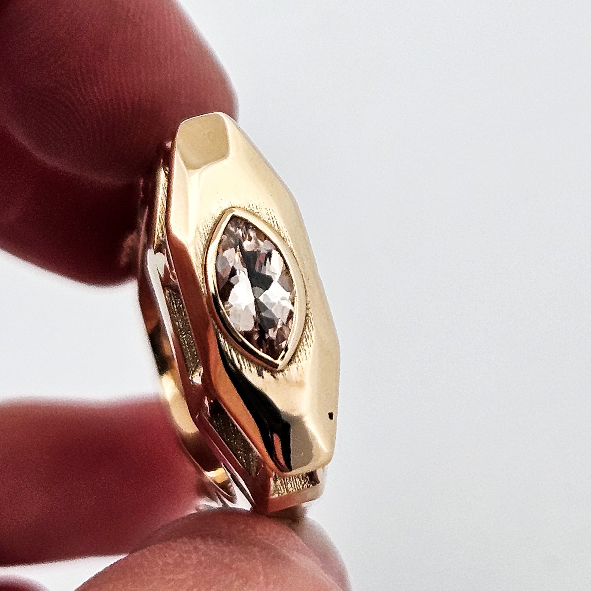 The Protectors - Gargoyles - 14K Yellow Gold, Bi-Color Tourmaline, Morganite and Apple Green Tourmaline Statement Ring