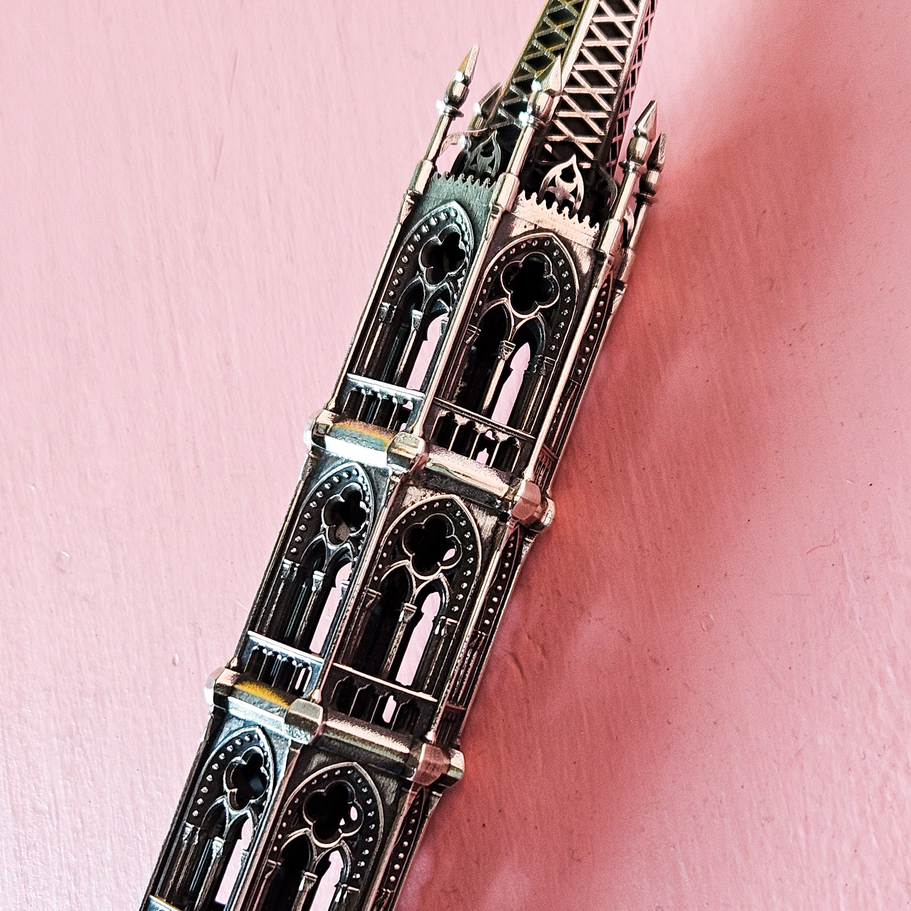 Ornate Gothic Cathedral Flogger in Sterling Silver and Premium Leather