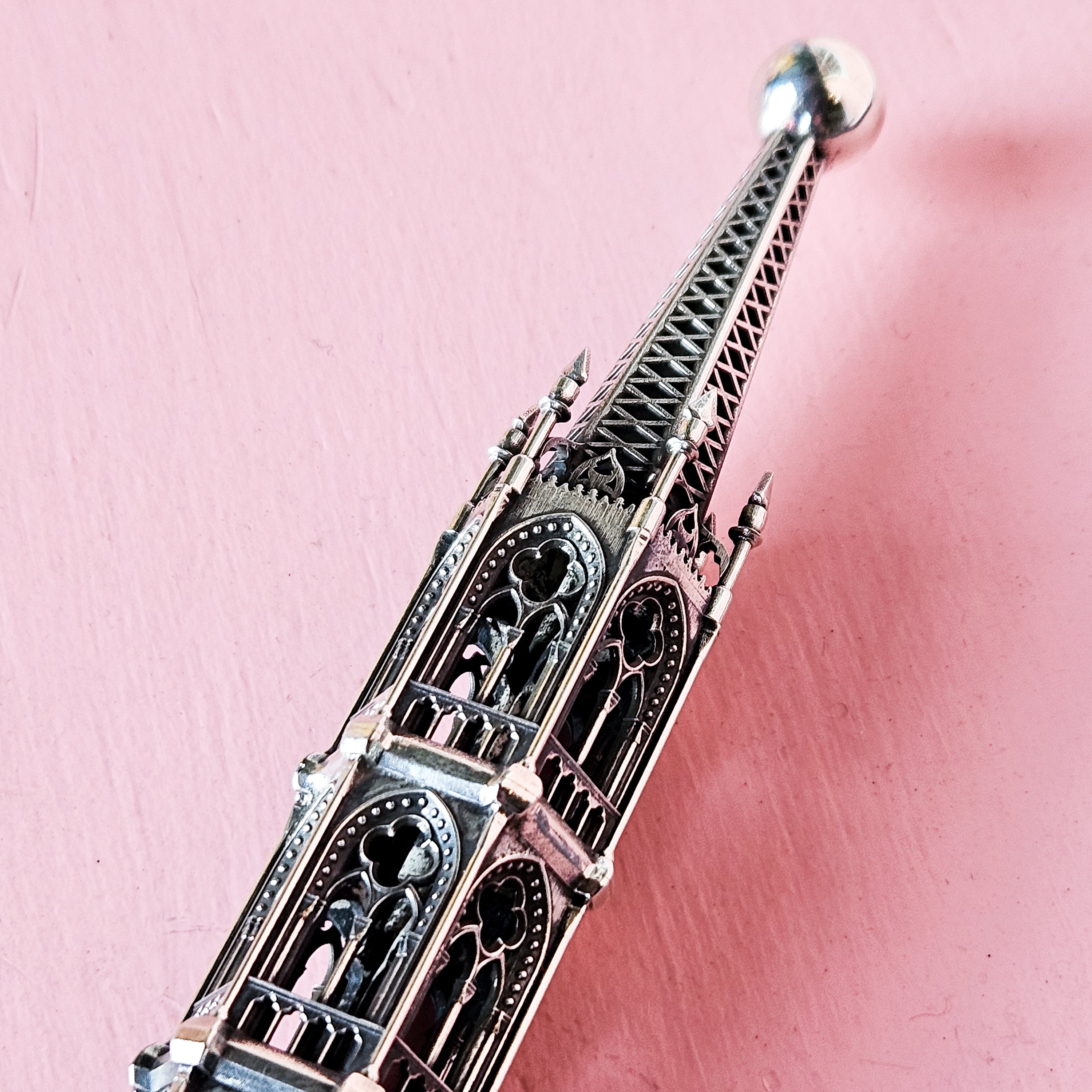 Ornate Gothic Cathedral Flogger in Sterling Silver and Premium Leather