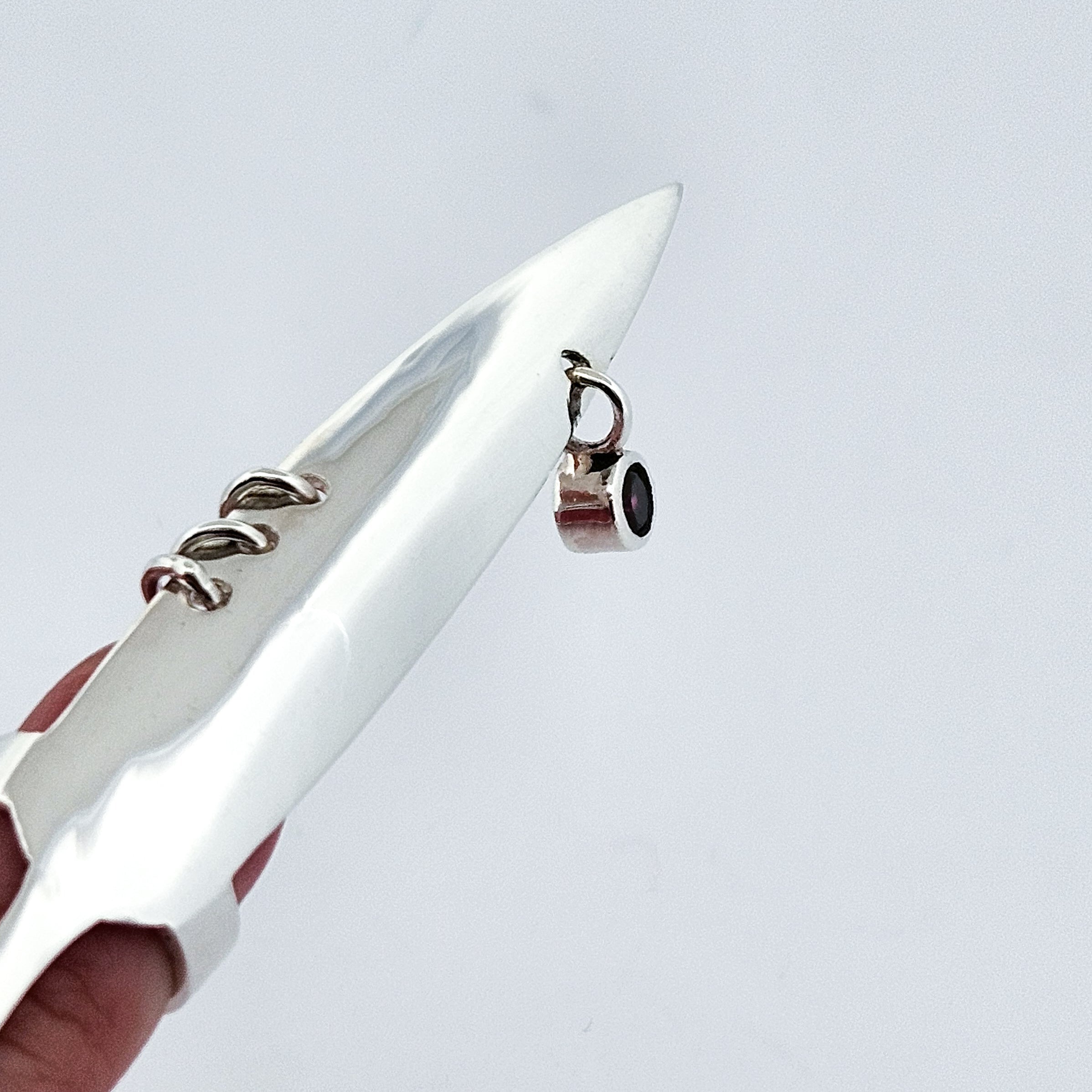 Oversized Dangling Garnet and Chain Claw - Fake Nail Ring