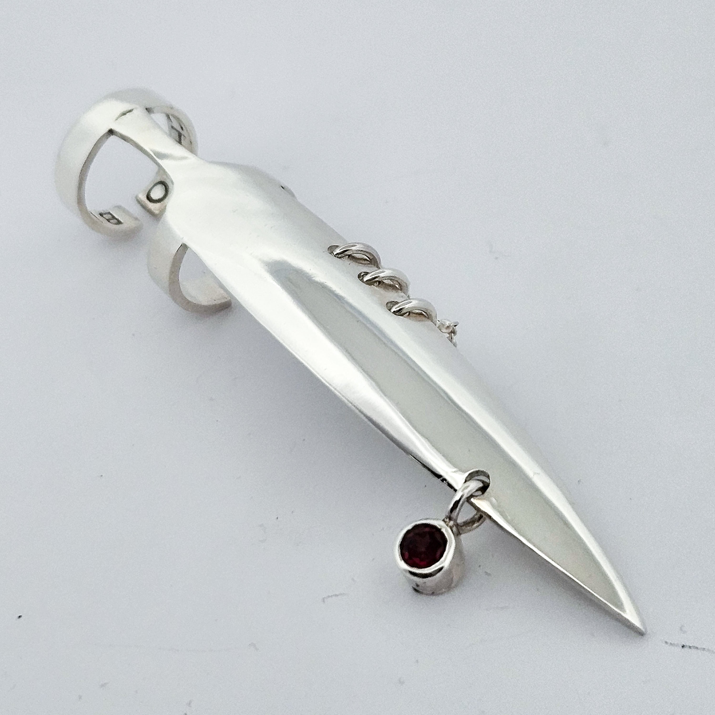 Oversized Dangling Garnet and Chain Claw - Fake Nail Ring