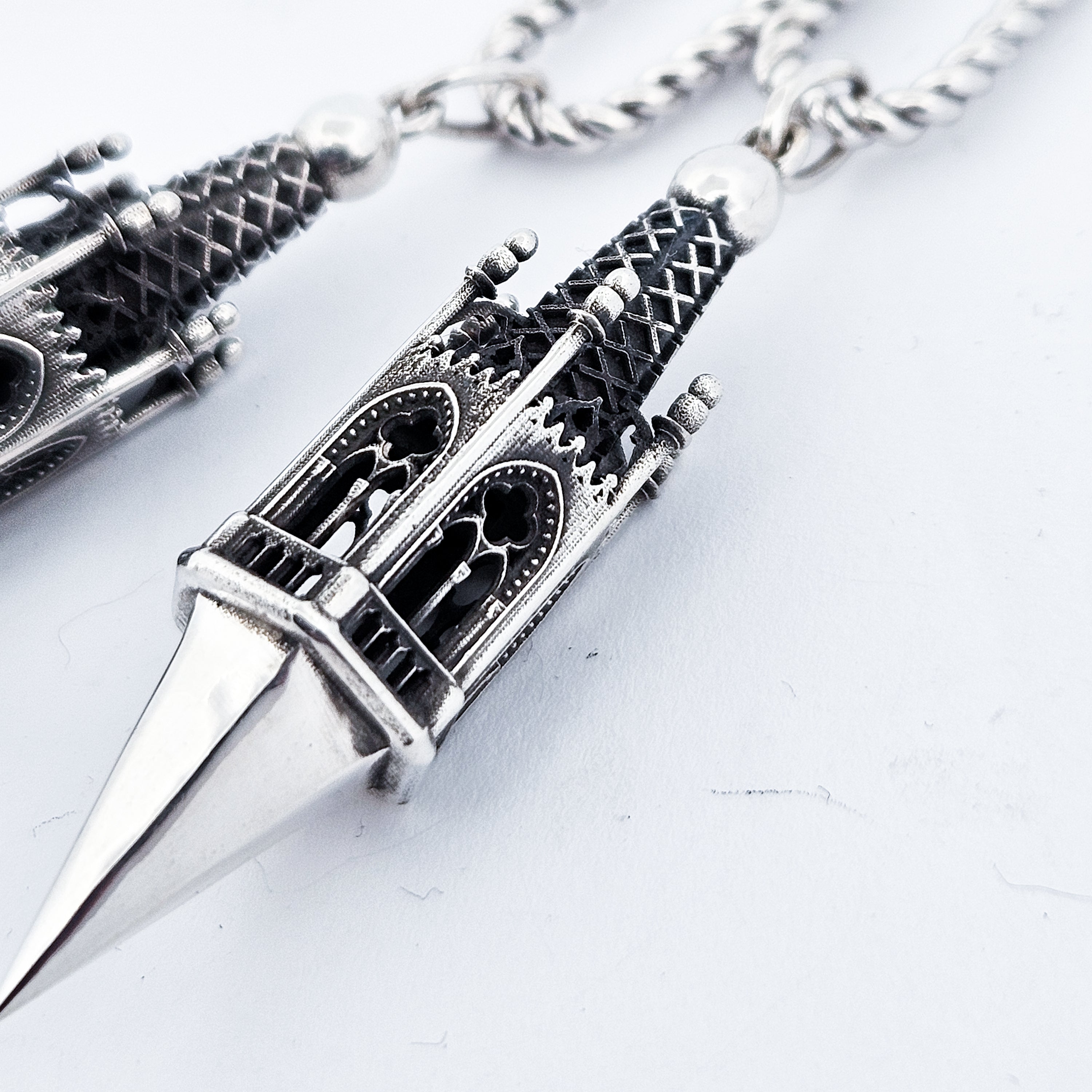 Gothic Tower Pyramid Dangling Earrings