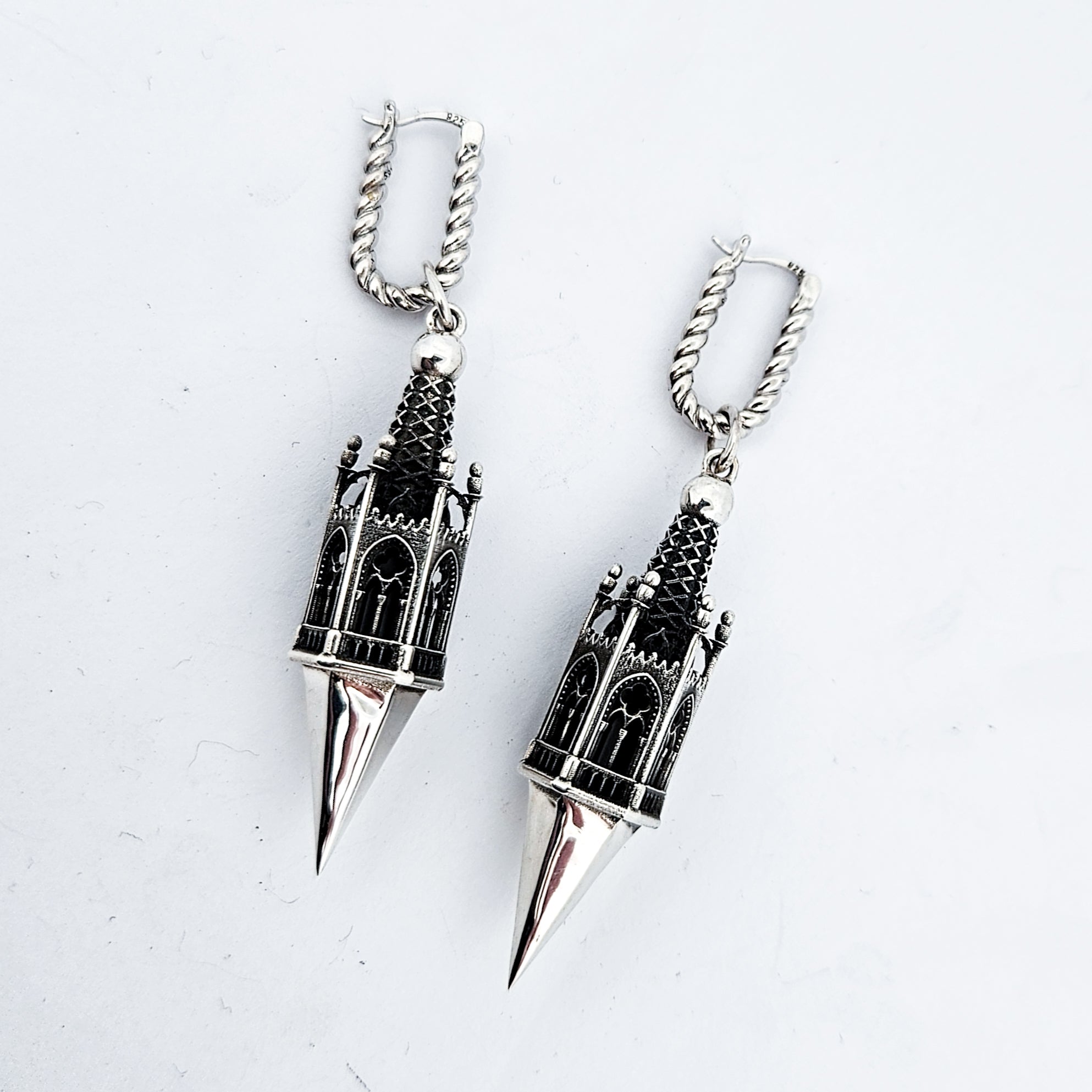 Gothic Tower Pyramid Dangling Earrings