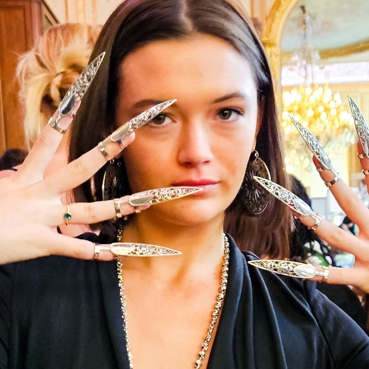 Big Stained Glass Hoop Earrings Statement