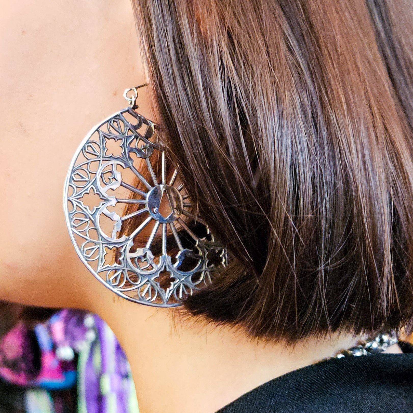 Big Stained Glass Hoop Earrings Statement