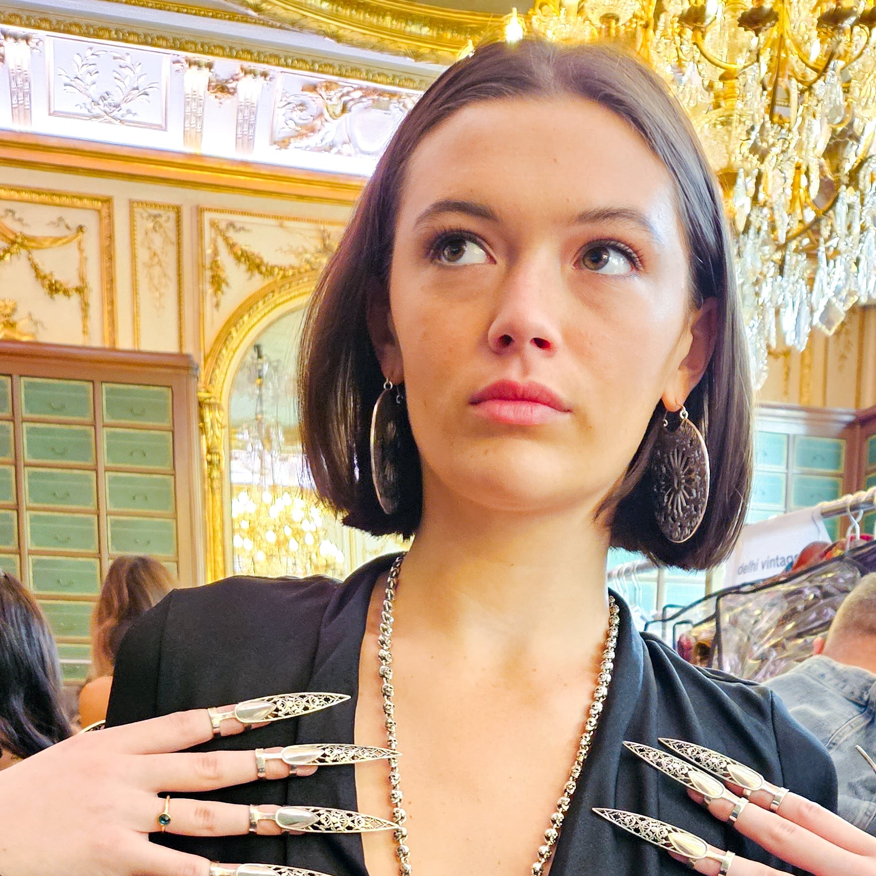Big Stained Glass Hoop Earrings Statement