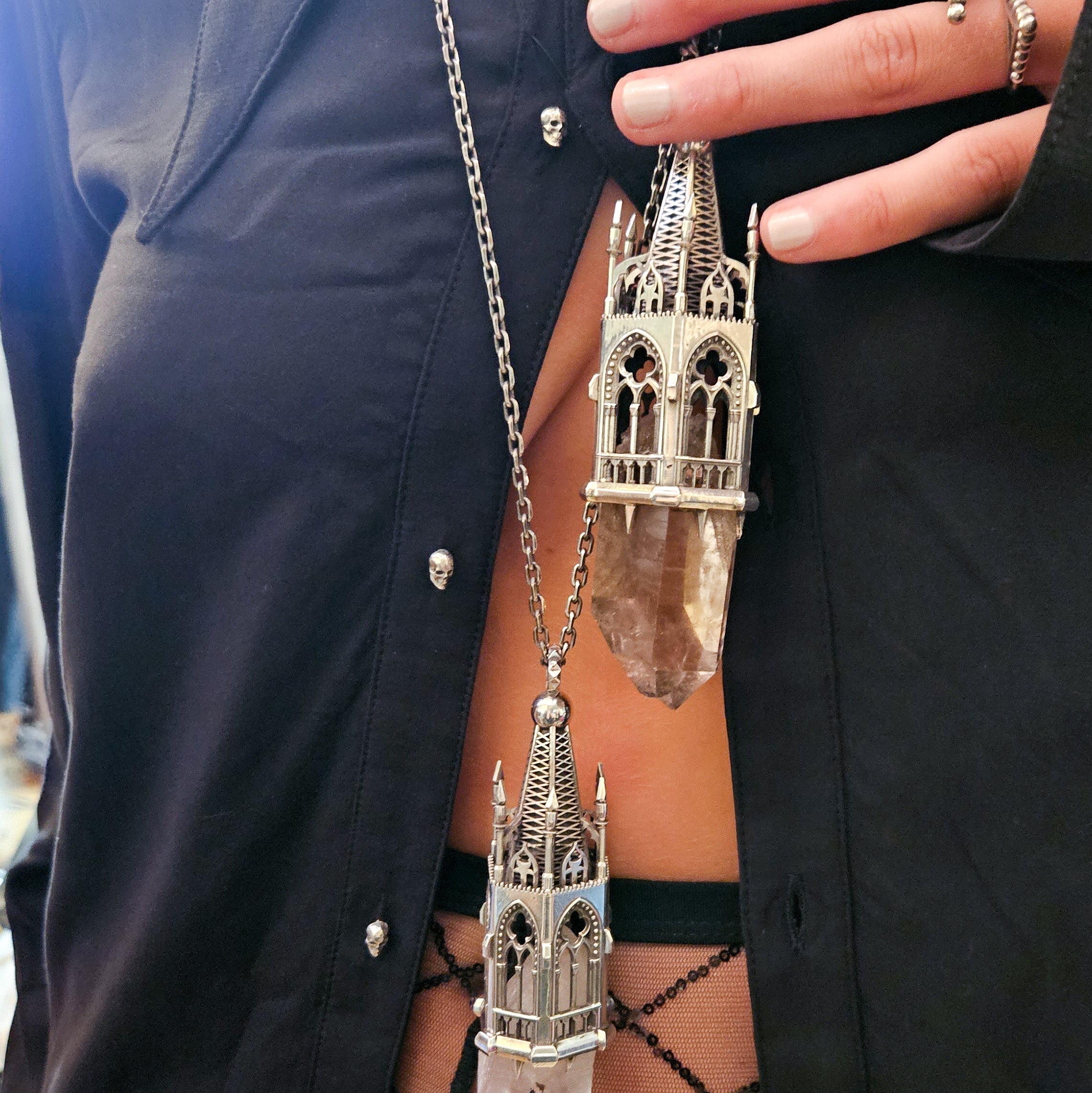 Temptation Tower 2 - Heavy Quartz Cathedral Pendant - Inchoo Bijoux