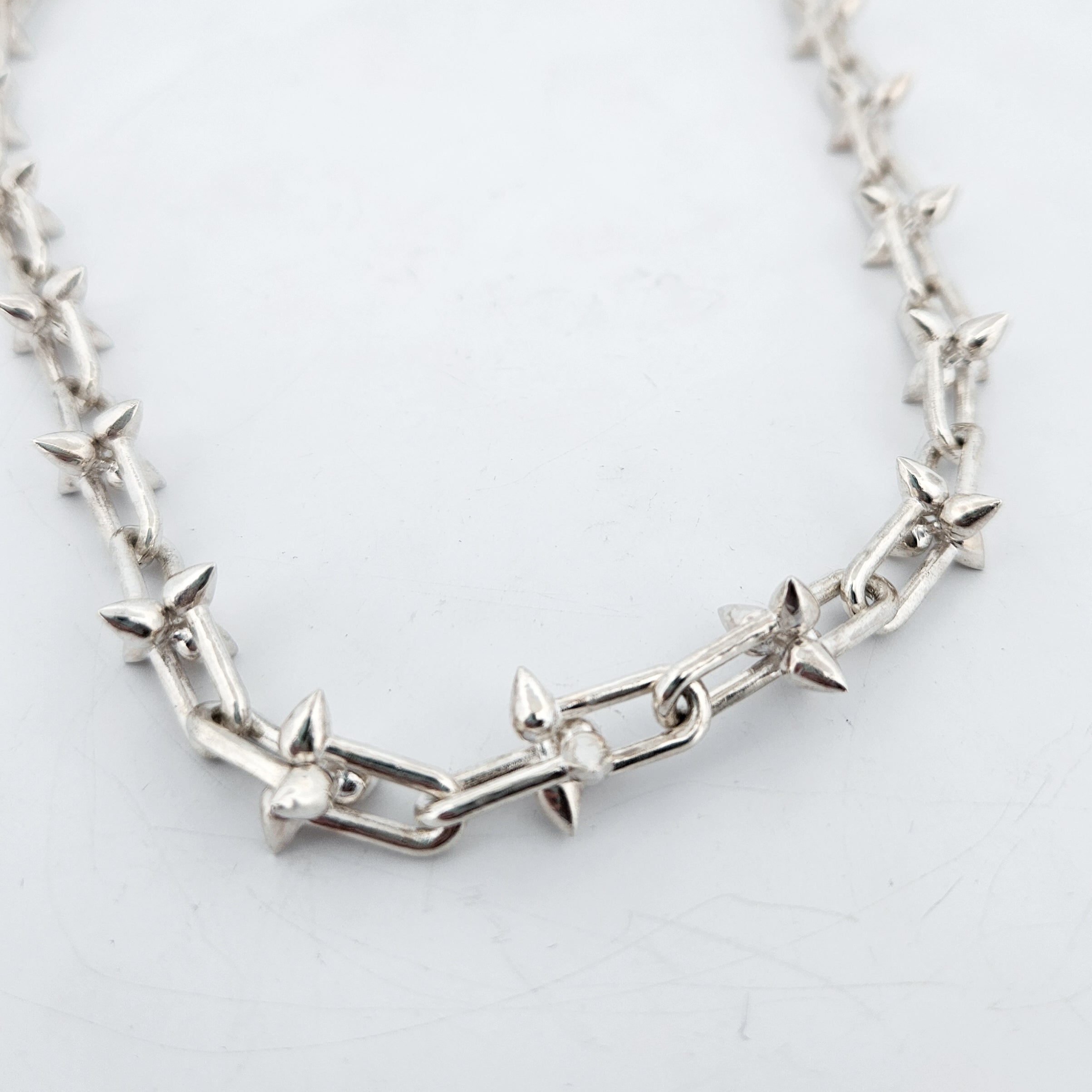 Studded U-Link Spiky Chain Sterling Silver - Inchoo Bijoux