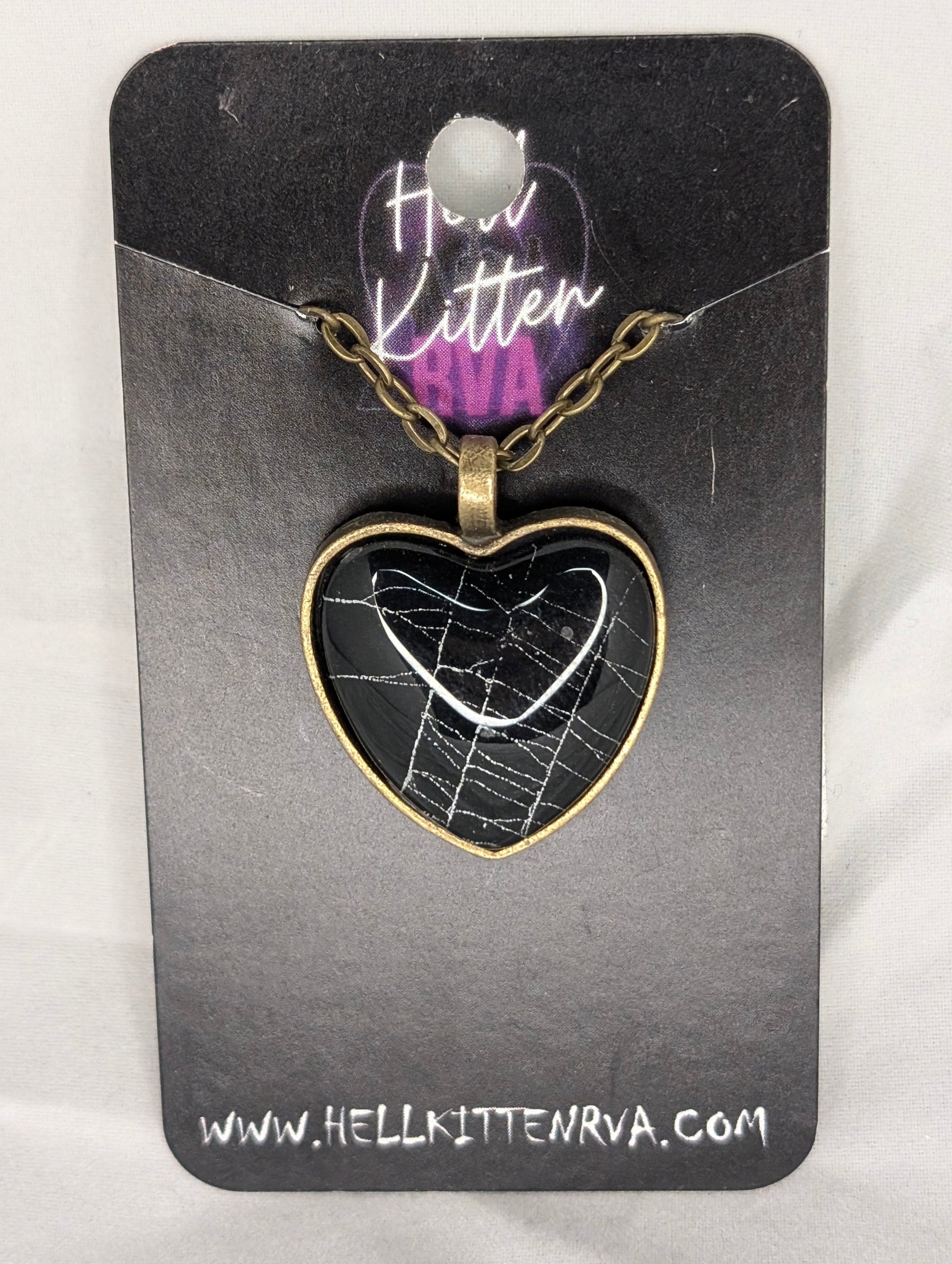 Collier Coeur Toile d'araignee veritable