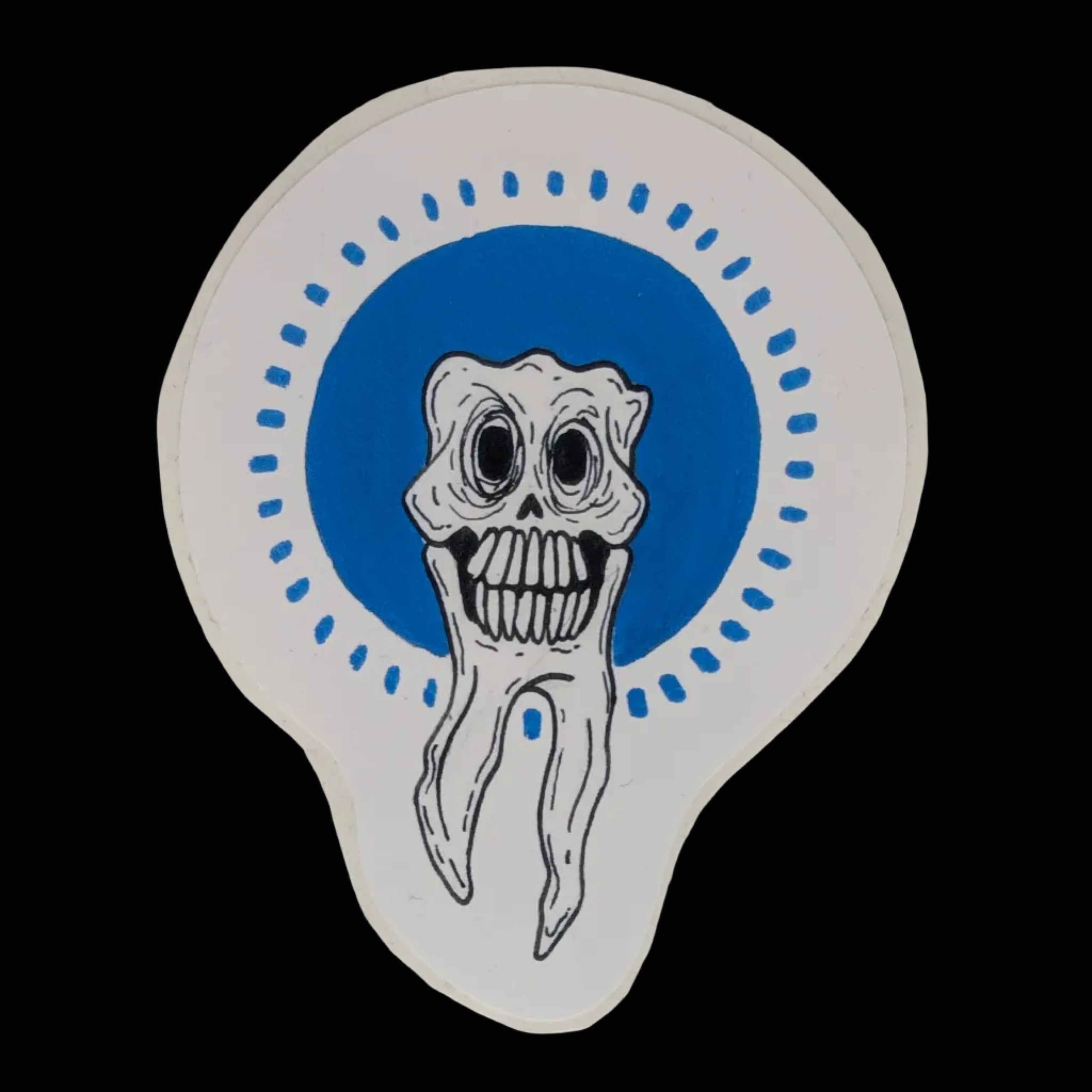 Auto collant - Dent Skull Rond Bleu - Sticker