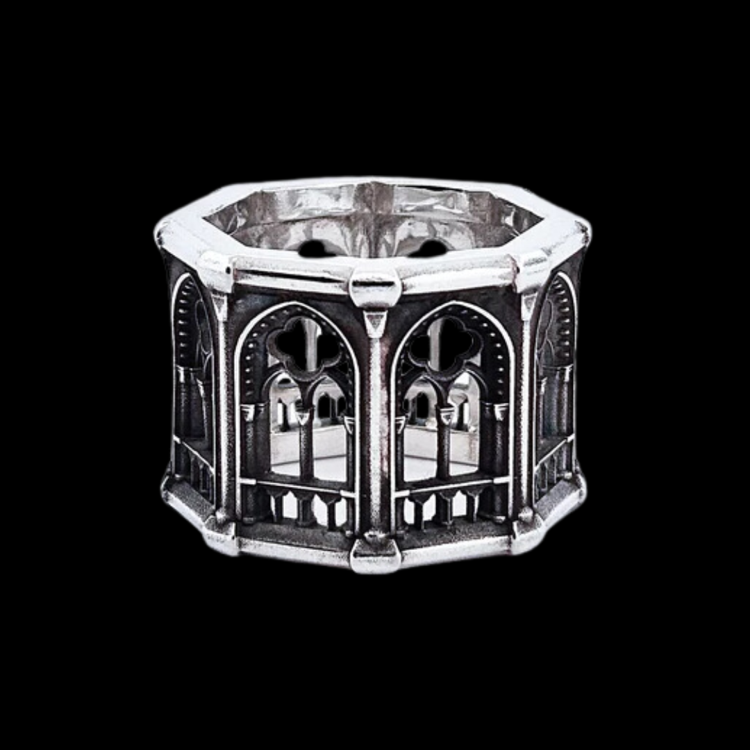Holy Gothic Church Bold Wide Ring Band