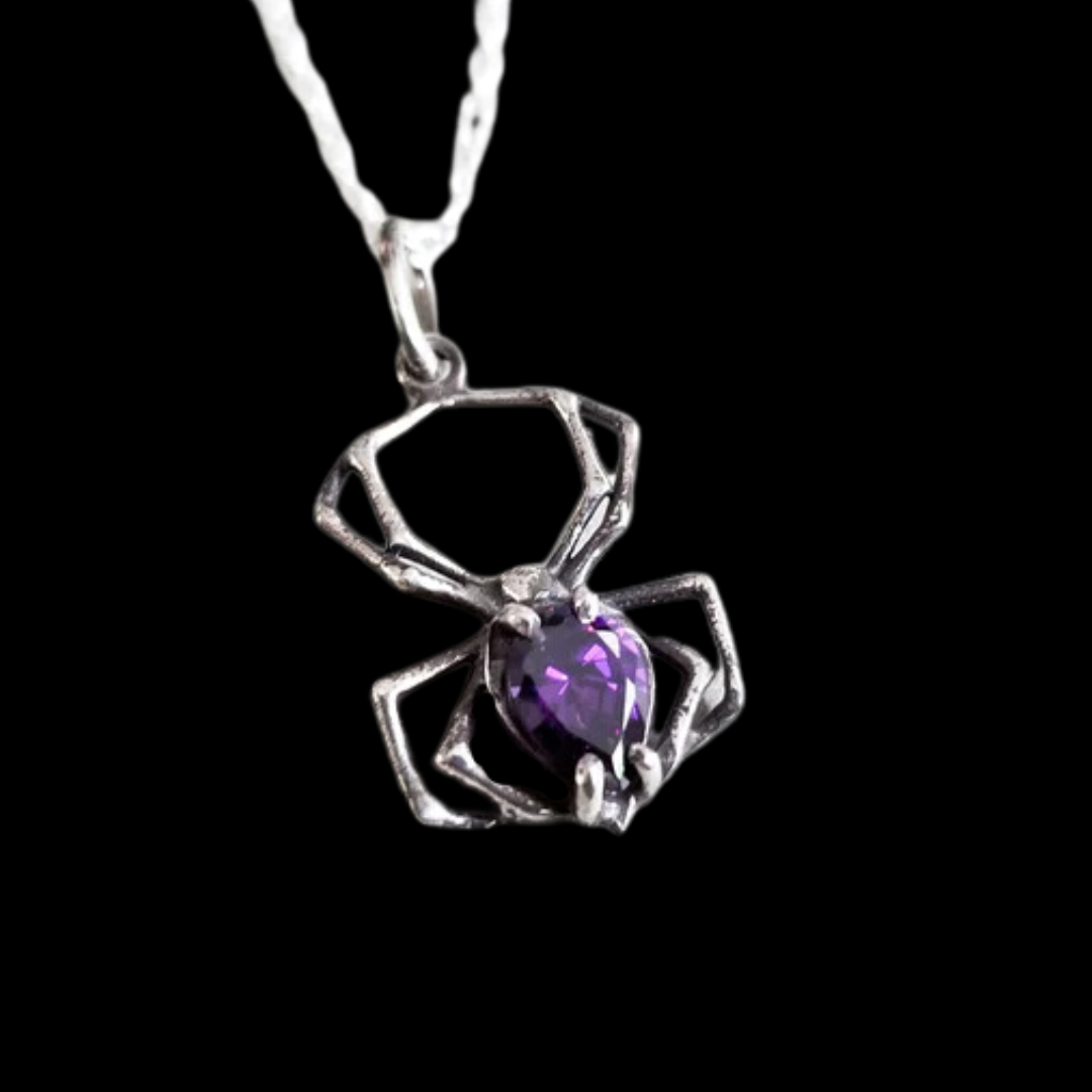 Purple Amethyst Spider Necklace - Inchoo Bijoux