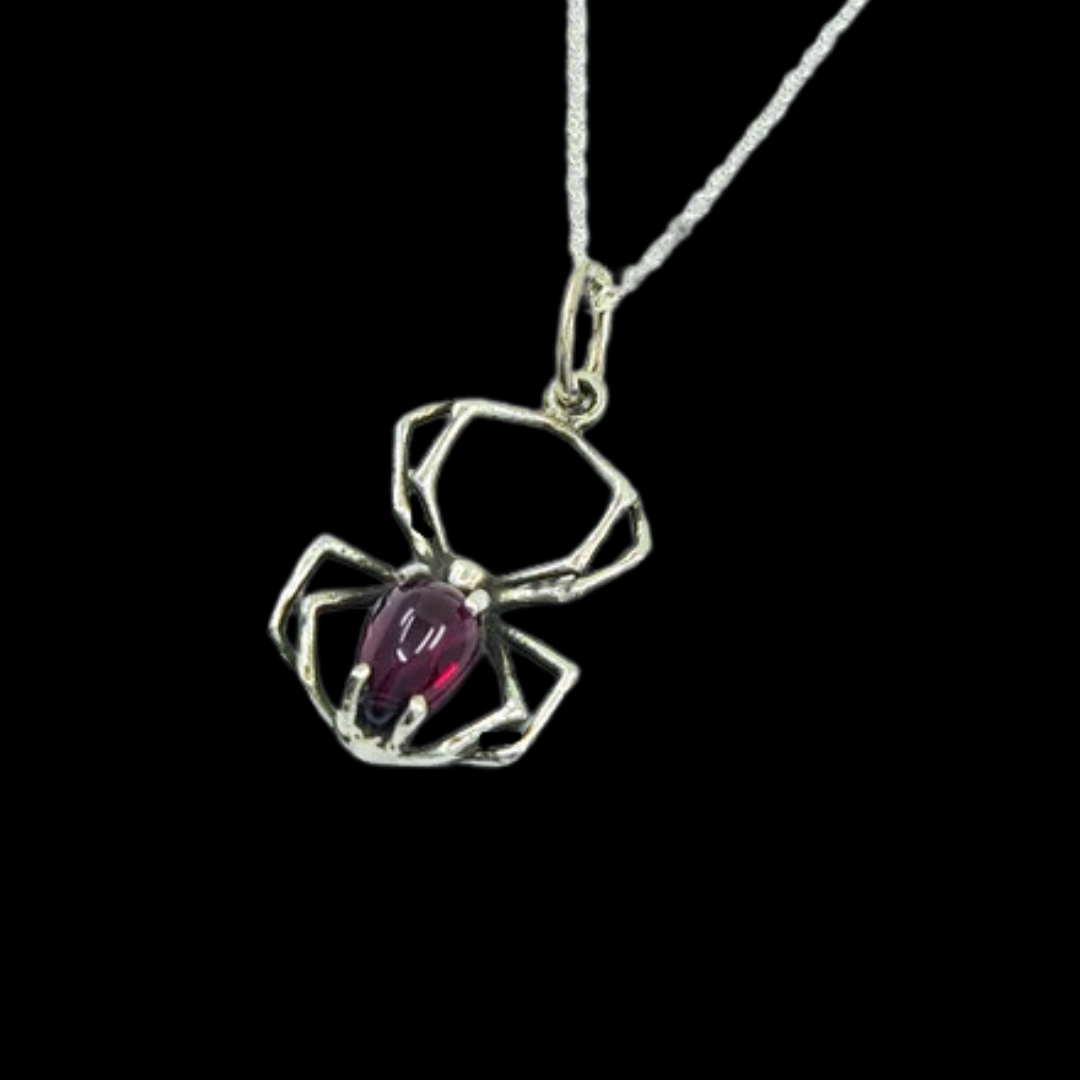 Radiant Red Garnet Cab Spider Pendant