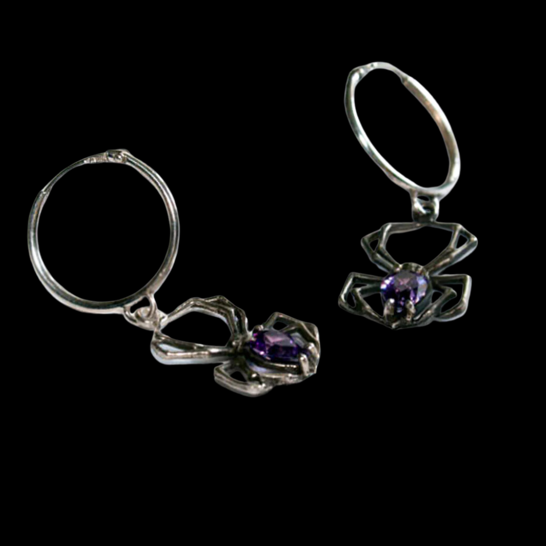 Purple Amethyst Spider Hoops - Inchoo Bijoux