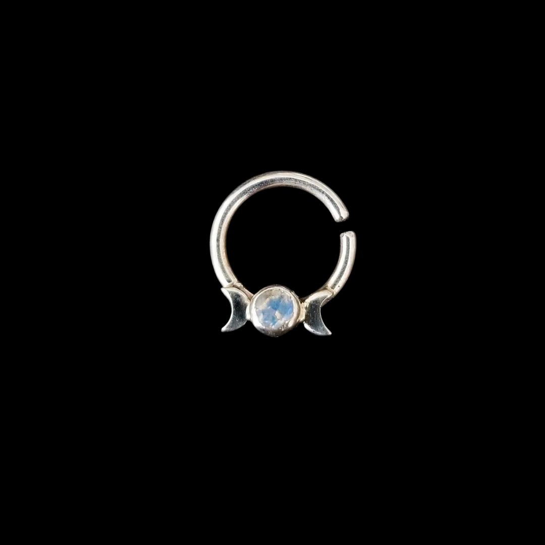 Rainbow Moonstone Lunar Phase Septum Piercing - Inchoo Bijoux