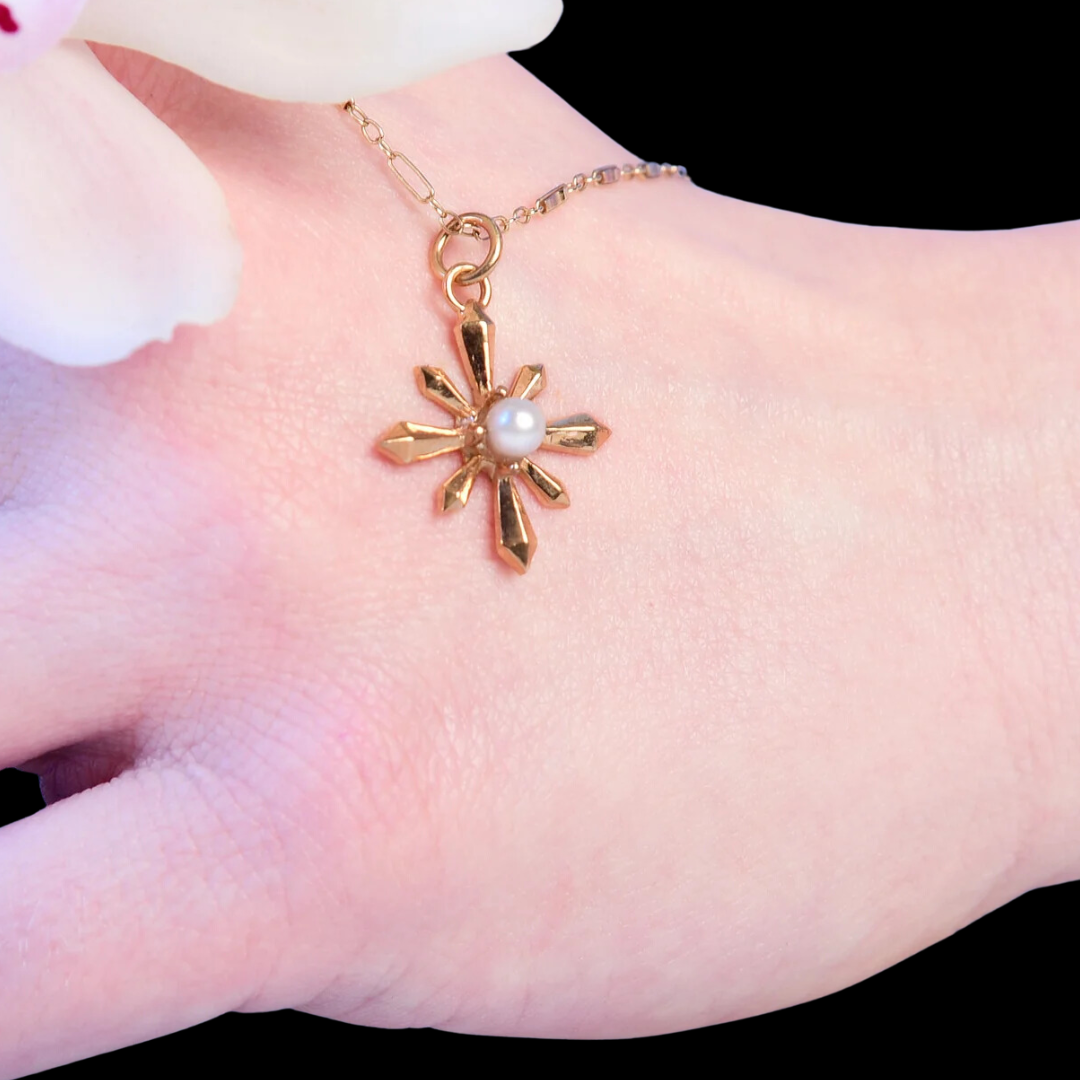 Rose Gold Art Deco Star Pendant 10K - 14K - Inchoo Bijoux