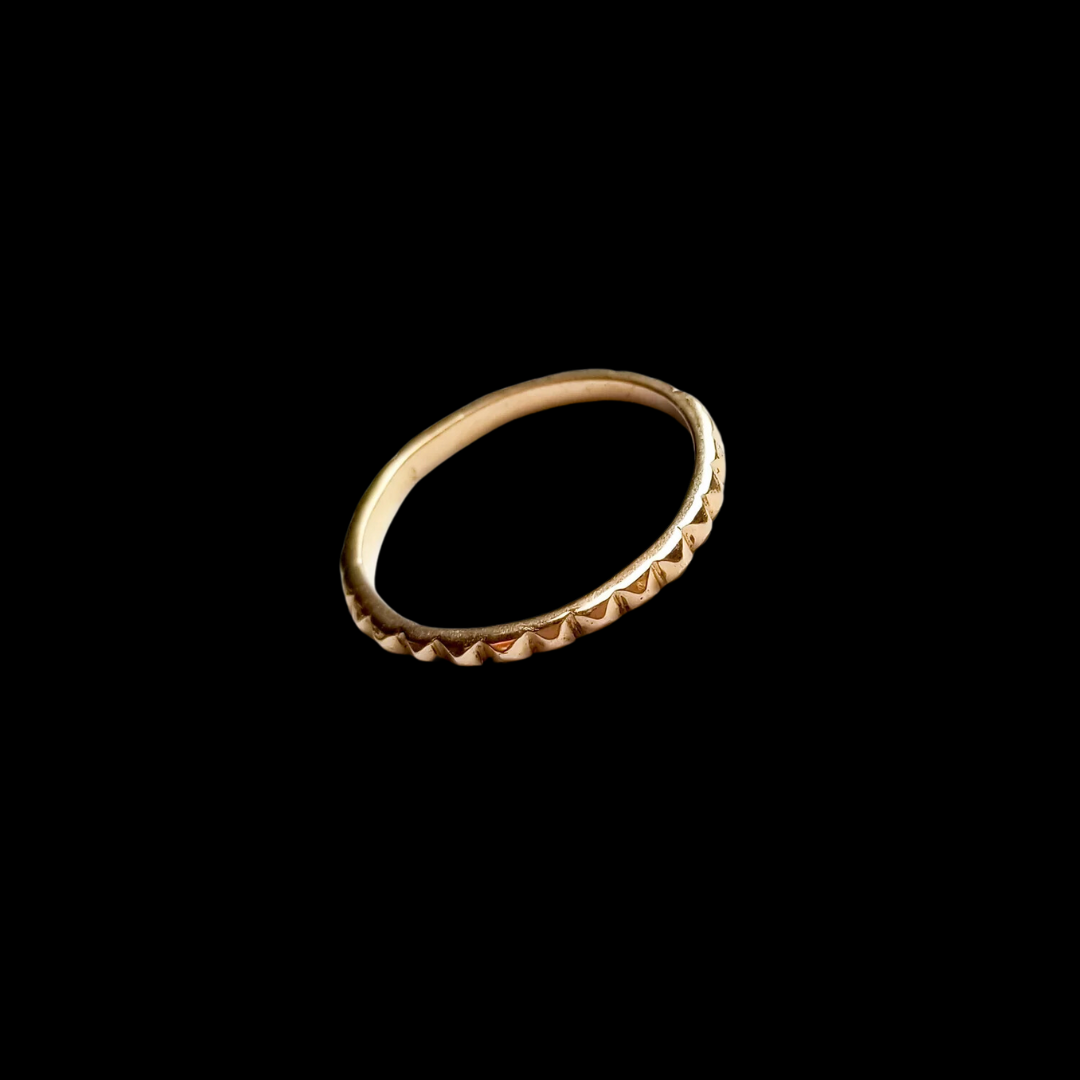 Studded Thin Wedding Ring - Gold Options