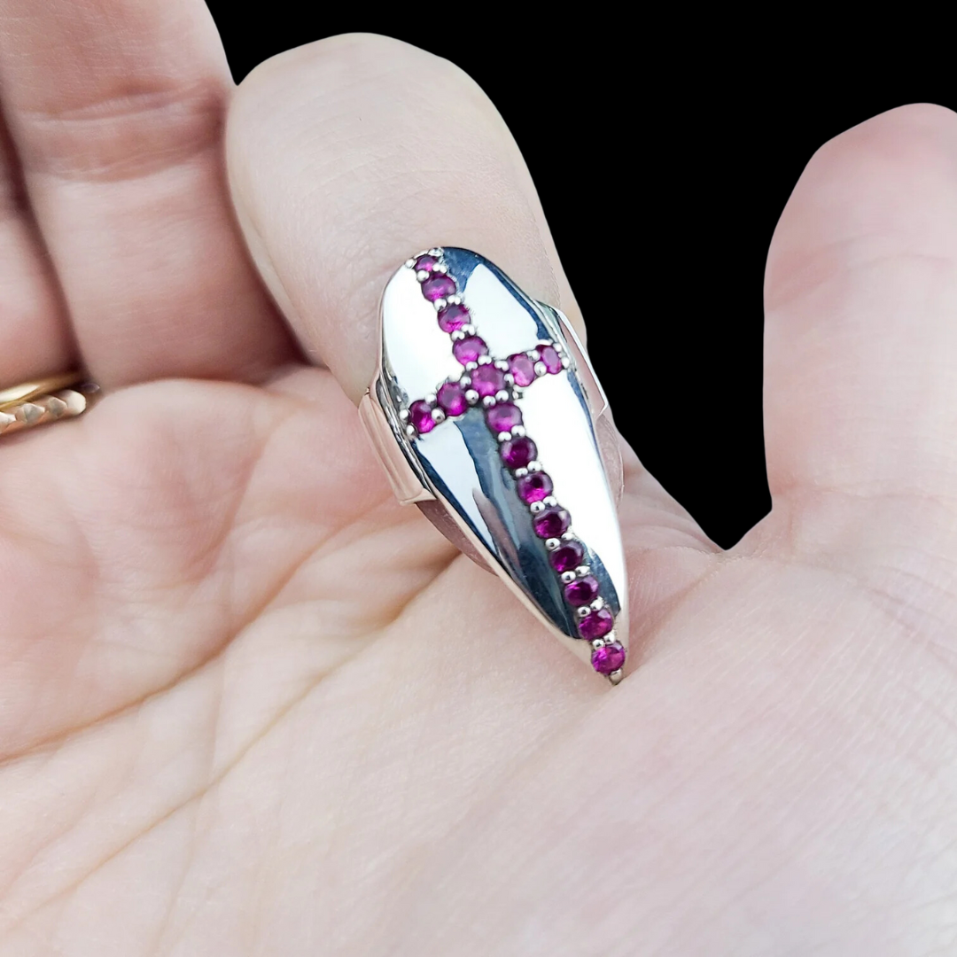 Ruby Red Cross Fake Nail Claw - Inchoo Bijoux